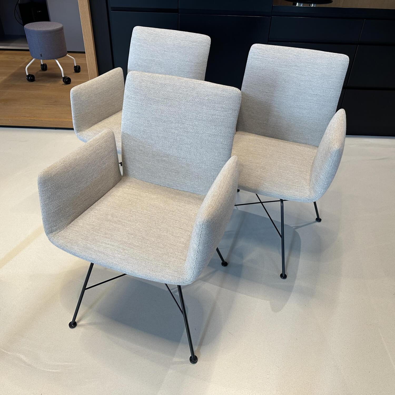 COR - Set of 3 chairs Jalis fabric 8081 shell gray frame black - 7