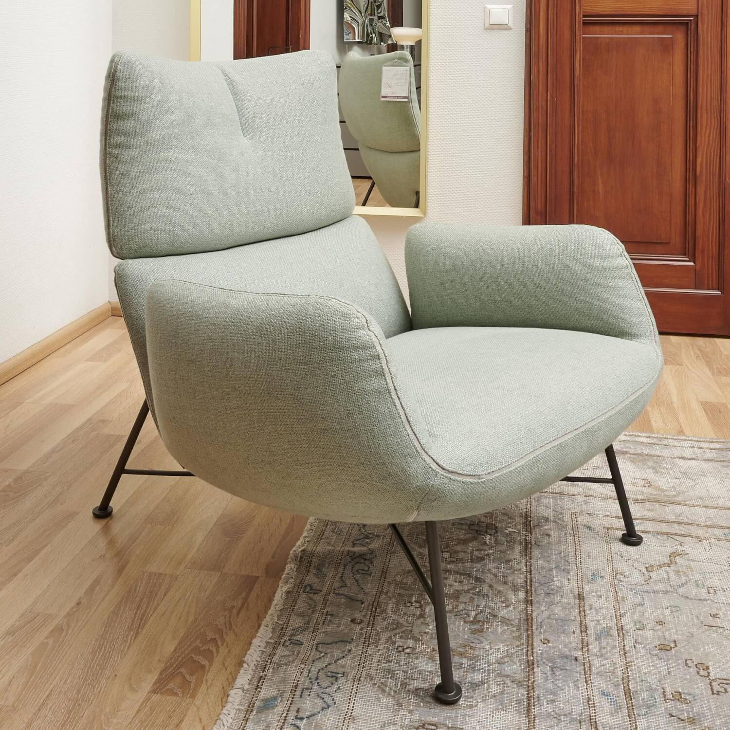 COR - Sessel Jalis Lounge Stoff 8305 Mintgrün Grün Grau Drahtgestell F01 Schwarzbraun Inklusive Hocker - 11