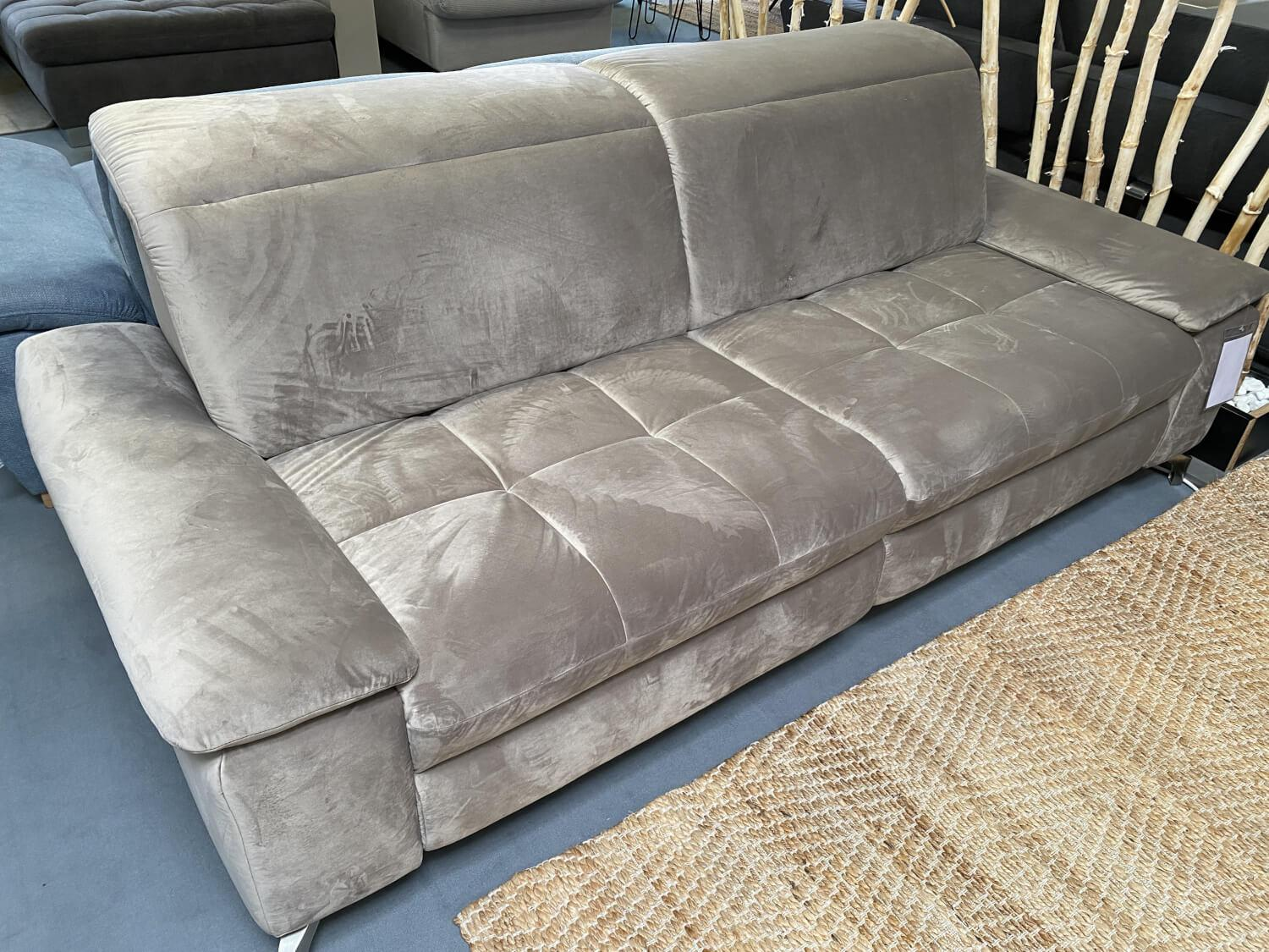 Polsteria - Sofa Abano Stoff Riviera Sand Beige Eckfüße Metall Nickel Satiniert Mit Elektrischer Day Bed Funktion - 6