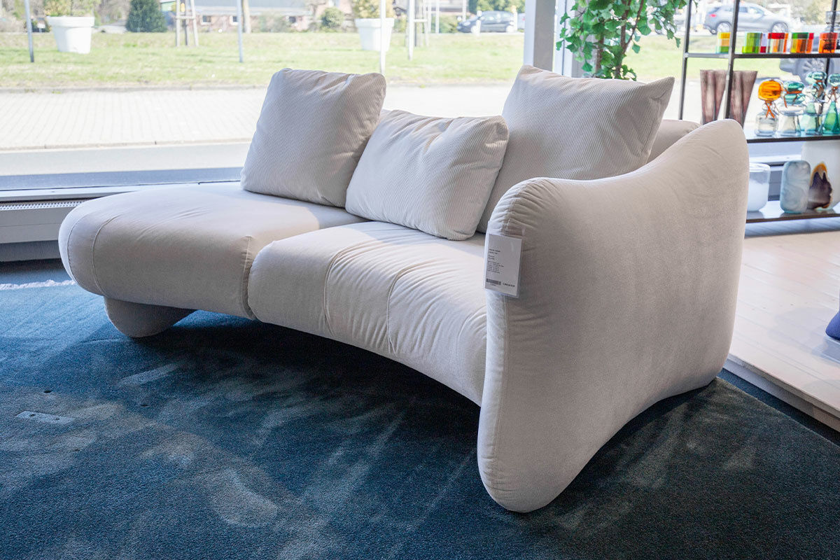 Brühl - Sofa Récamiere Bongo Bay Stoff 4473-40 Weiß mit 3 Kissen - 2