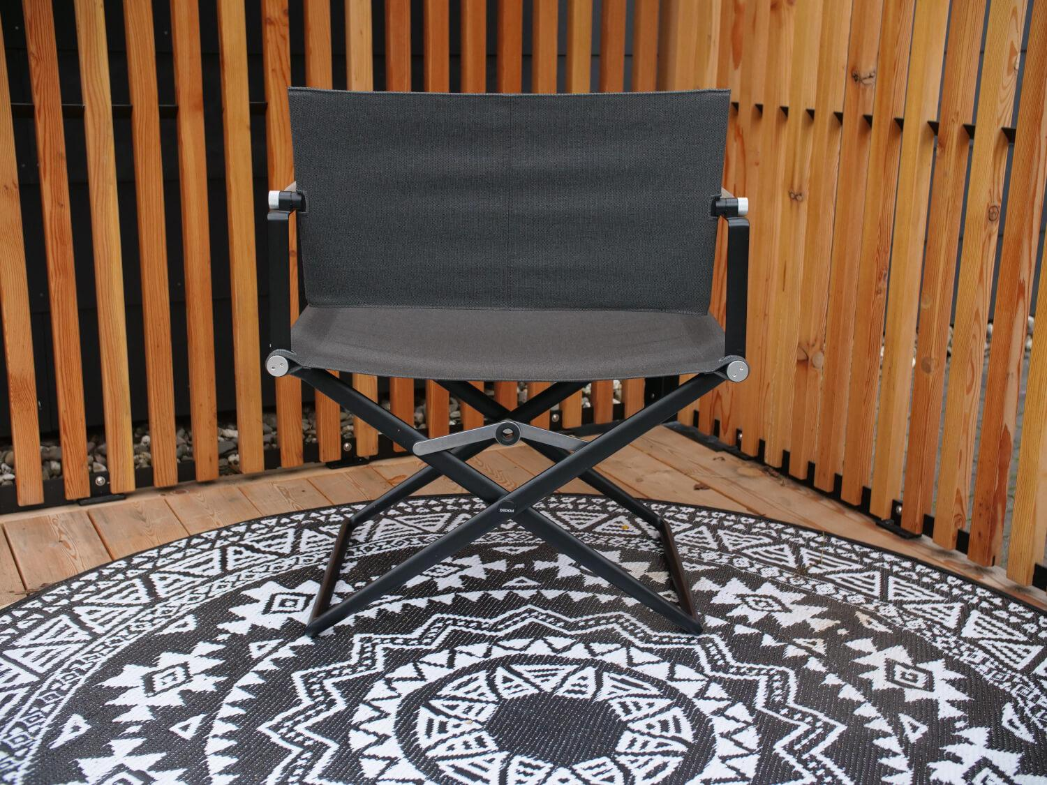 DEDON - Sessel Seax Stoff Sling Sail Shade 627 Rahmen Schwarz Armlehnen Mit Hocker - 2