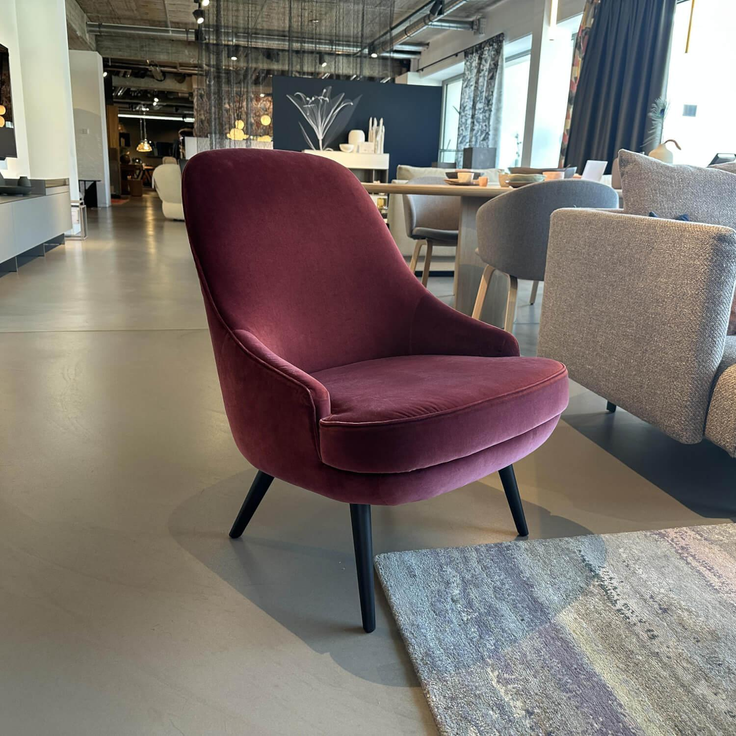 Walter Knoll - Sessel 376 10 Classic Edition Stoff Harald 2 582 Rot Gestell Eiche Geflammt Schwarz - 5