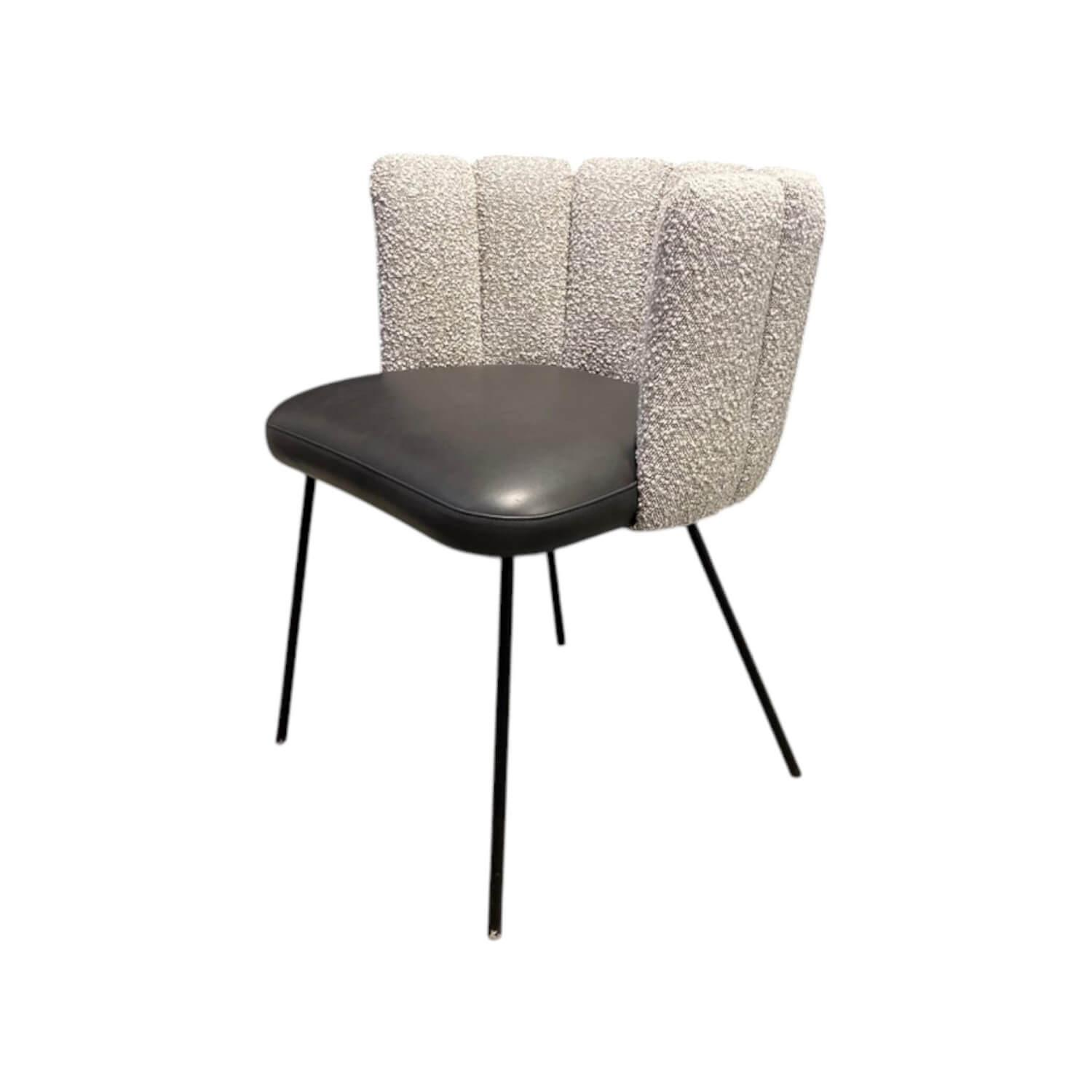 KFF - Stuhl Gaia Leder Sauvage Dunkel Braun Rücken Stoff Ascot Sand Hell Beige 4 Fuß Rundrohrgestell Schwarz - 1