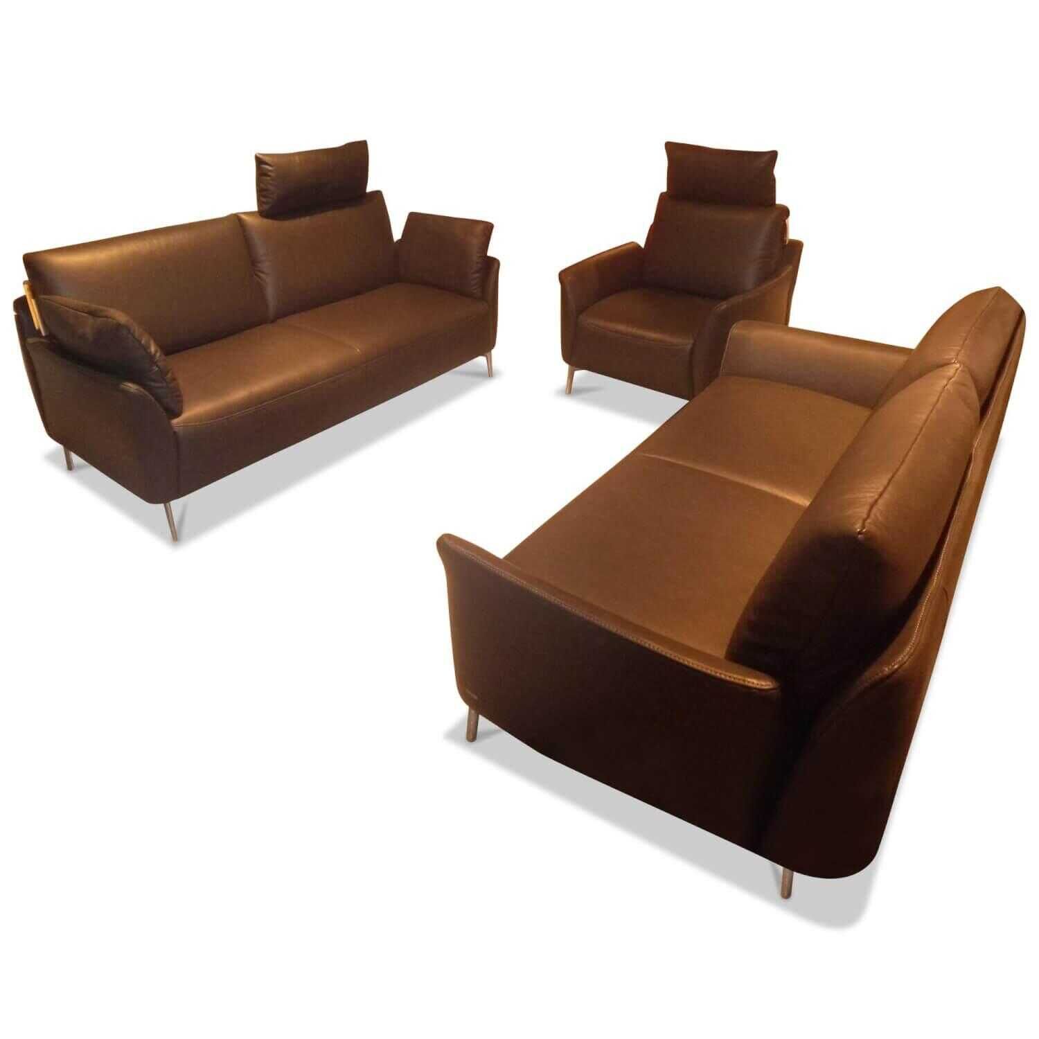 Koinor - Garnitur Farina 209 Leder Grau 2 Sofas 1 Sessel - 1