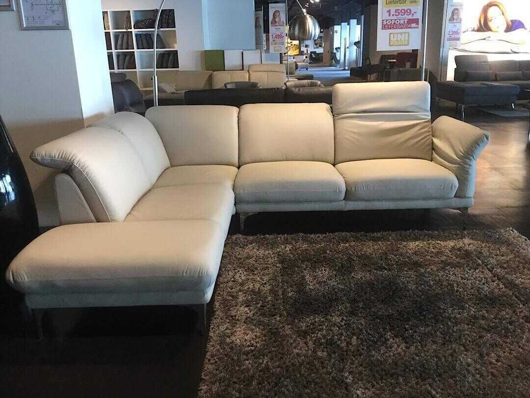 Gio Mano - Ecksofa Thomson Leder Grau mit verstellbarer Lehne - 5