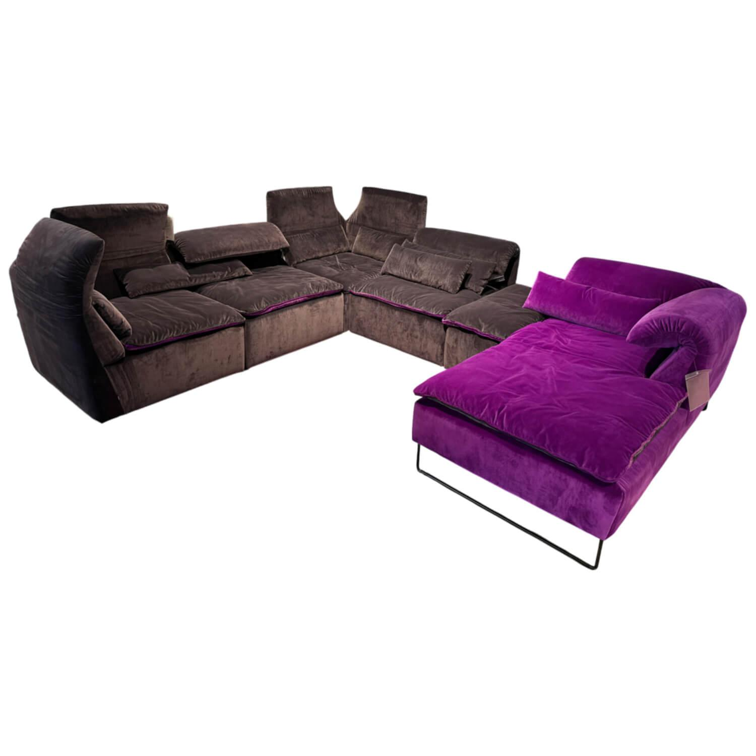 Werther - Sofa Elements Frei Kombinierbar Stoff Bicolor Lila Schwarz 7832-095 7832088 - 1