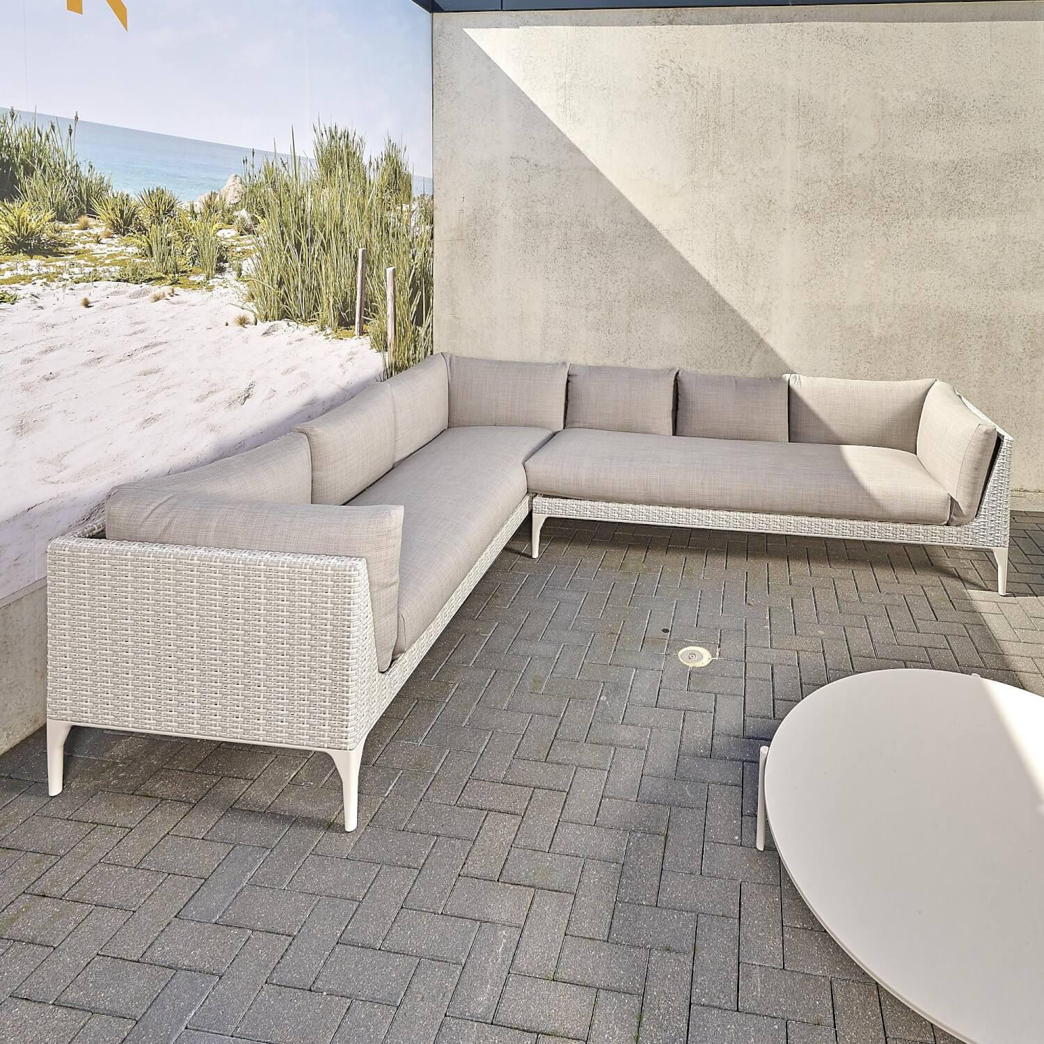 DEDON - Sofa-Kombination MU Bezug Stoff Linen Warm-Grey Geflecht Accona Gestell Lipari - 8
