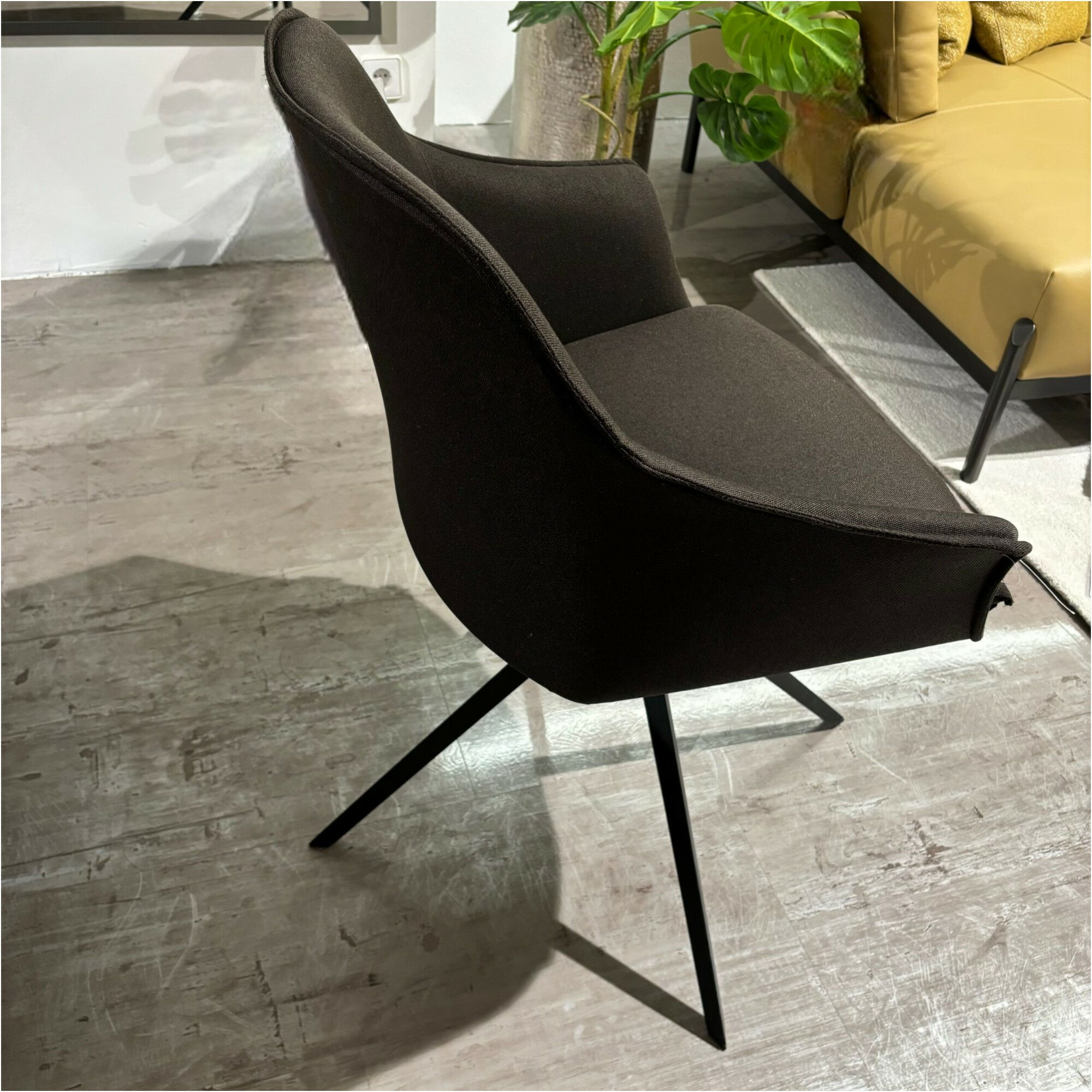 Mobliberica - 2er Set Stuhl Kedua Textilgewebe CO-11 Schwarz Grau Metallgestell Schwarz Drehbar - 6