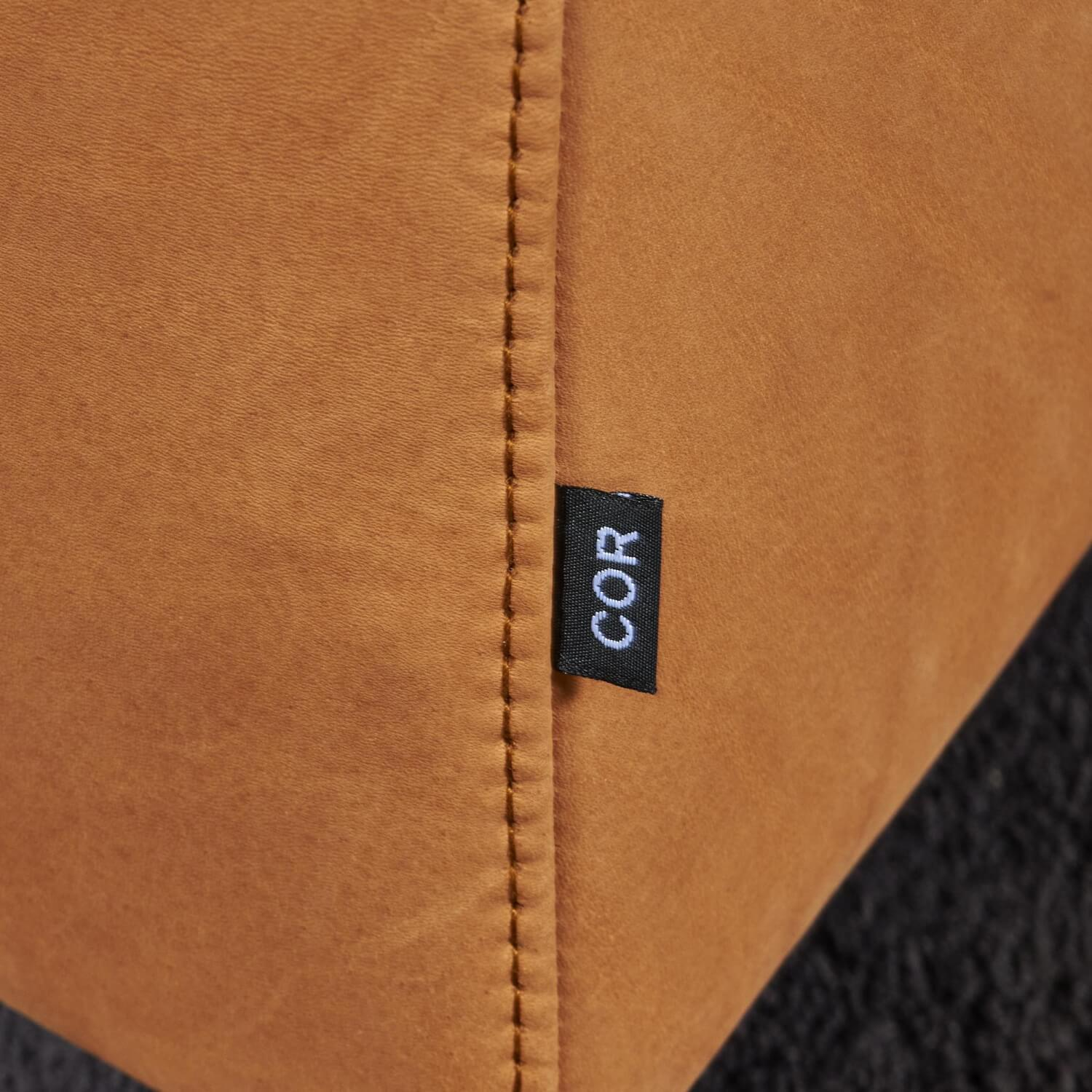 Sofa Moss Bezug Leder 914 Cognac Füße F01 Feinstruktur Schwarzbraun Mit Hocker