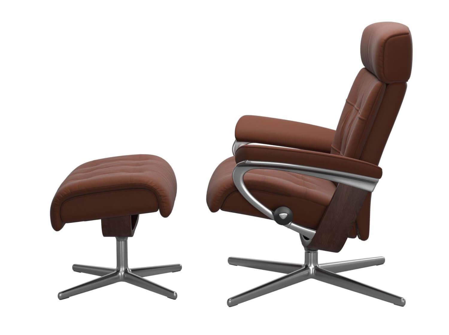 Stressless - Sessel Erik M Leder Paloma 094 33 Espresso Base Cross 40 Alu Holz 03 Braun Mit Hocker - 2