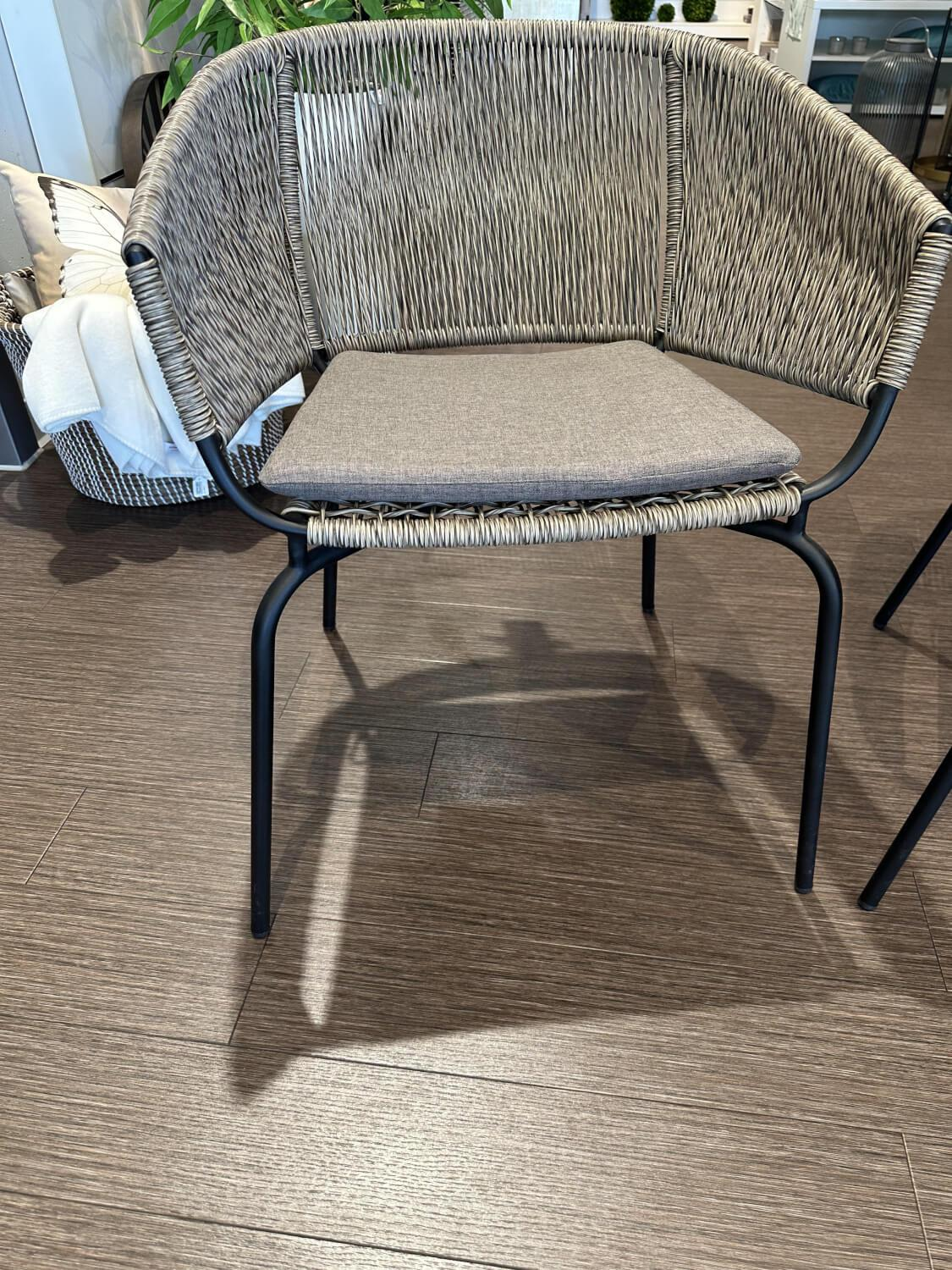 Lambert - 2-er Set Outdoor Stuhl Delphi Stoff Wicker-Kordel Natur Melange Stahlrohr Pulverbeschichtet - 2