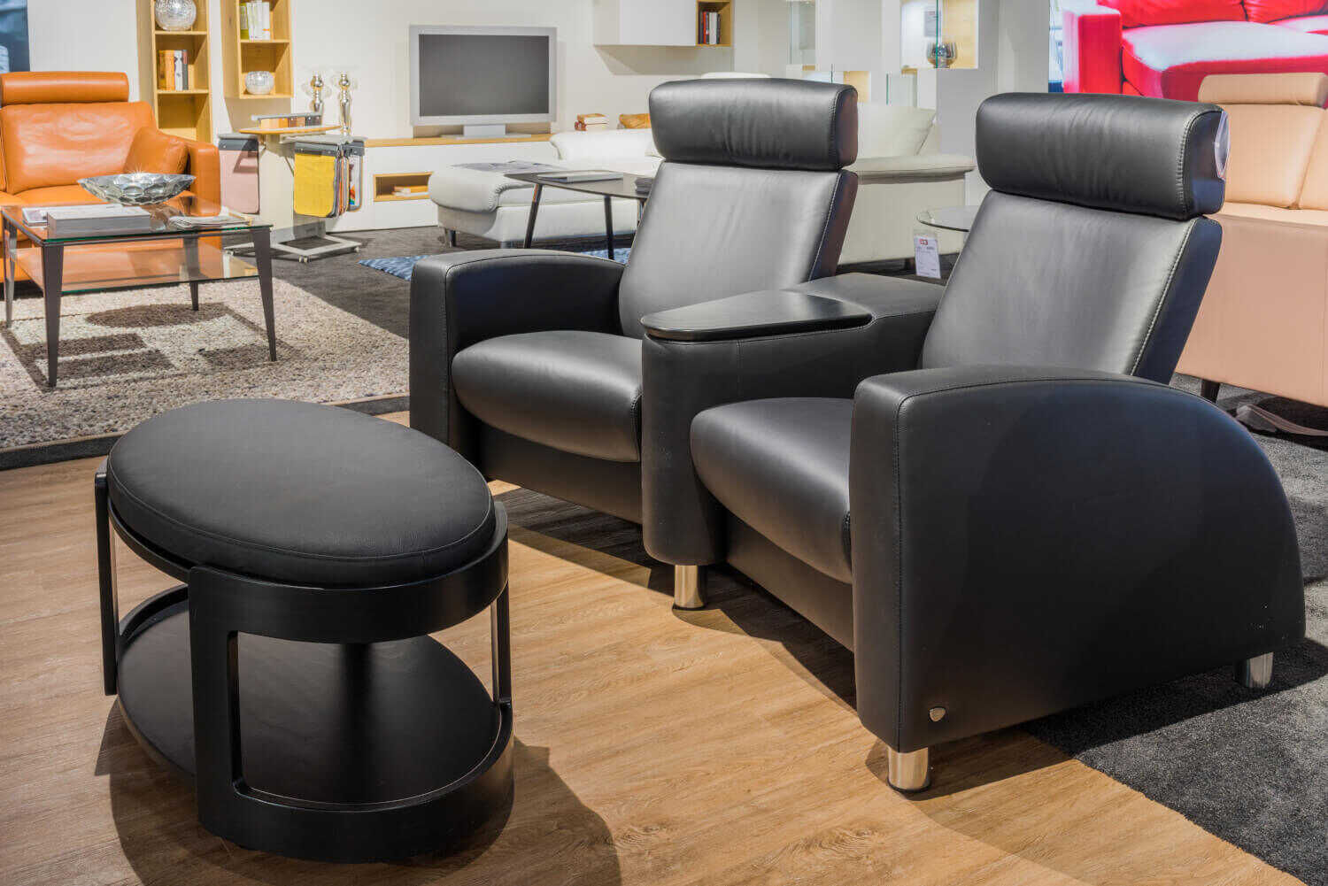 DSC00350-1500 Stressless - Heimkino Arion Leder Schwarz Mit Hocker - 4