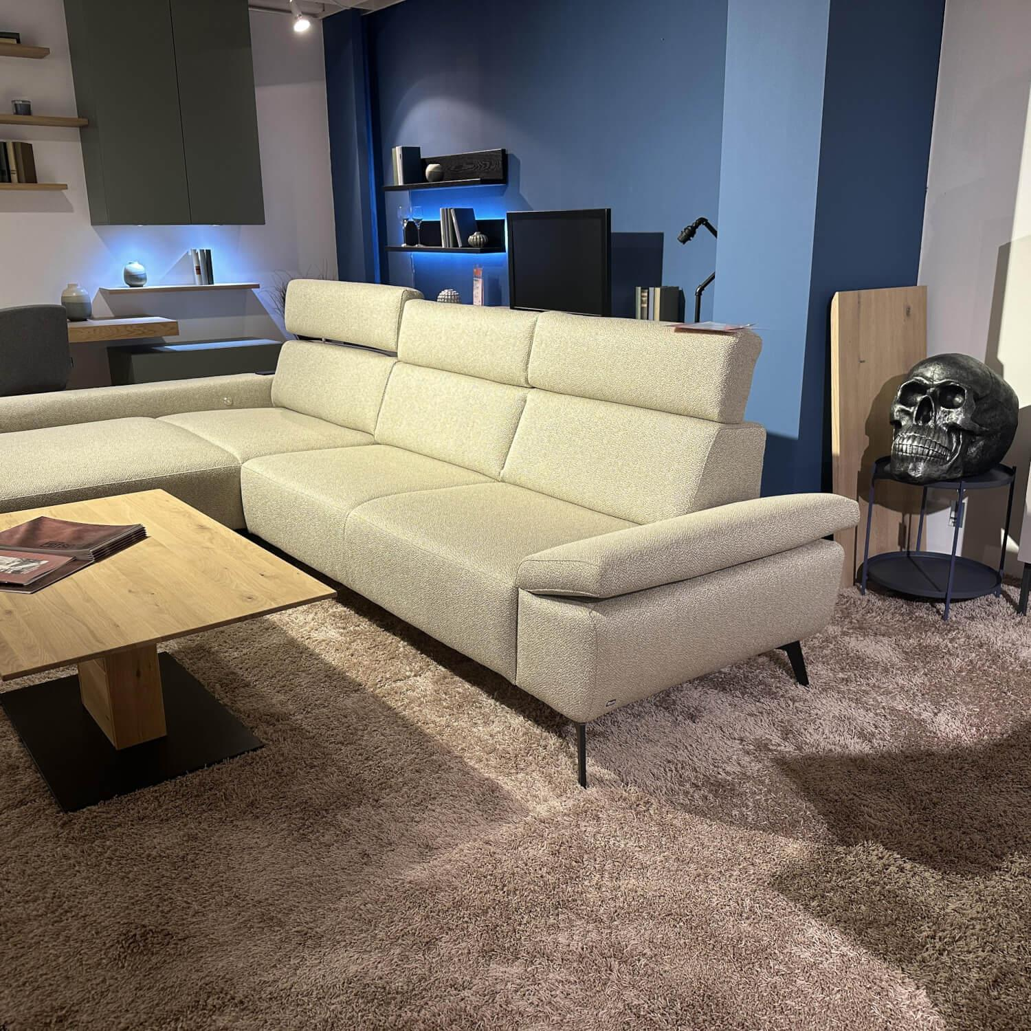 SEDDA - Ecksofa Diva Stoff Liverpool Natur 16 Beige Fuß Aluminium Schwarz Matt Mit Wärmesystem - 3