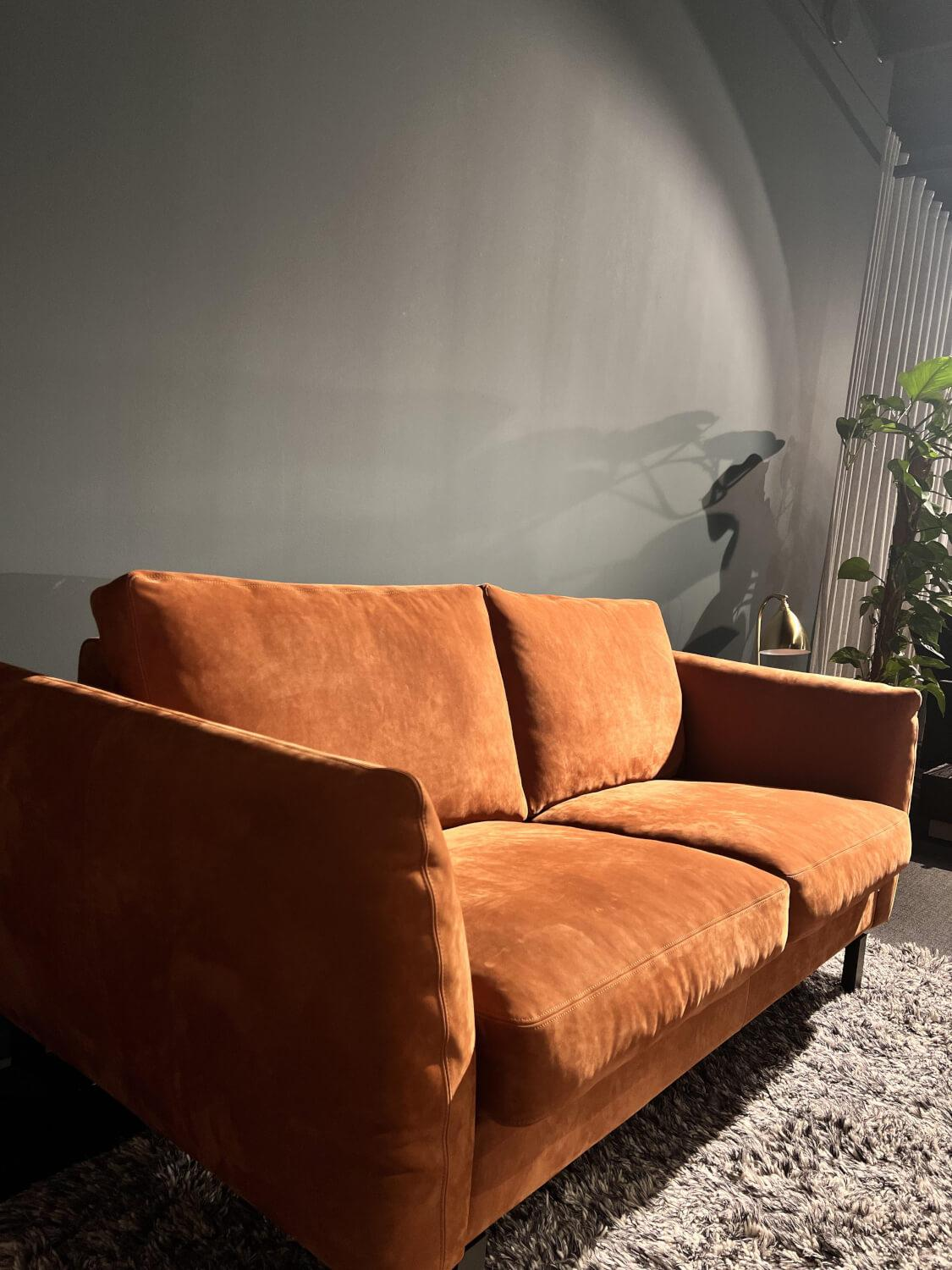 Erpo - Sofa Classic 970 Leder Velvet 516 Orange Braun Kufe 2 Buche 136 Schwarz Gebeizt - 2