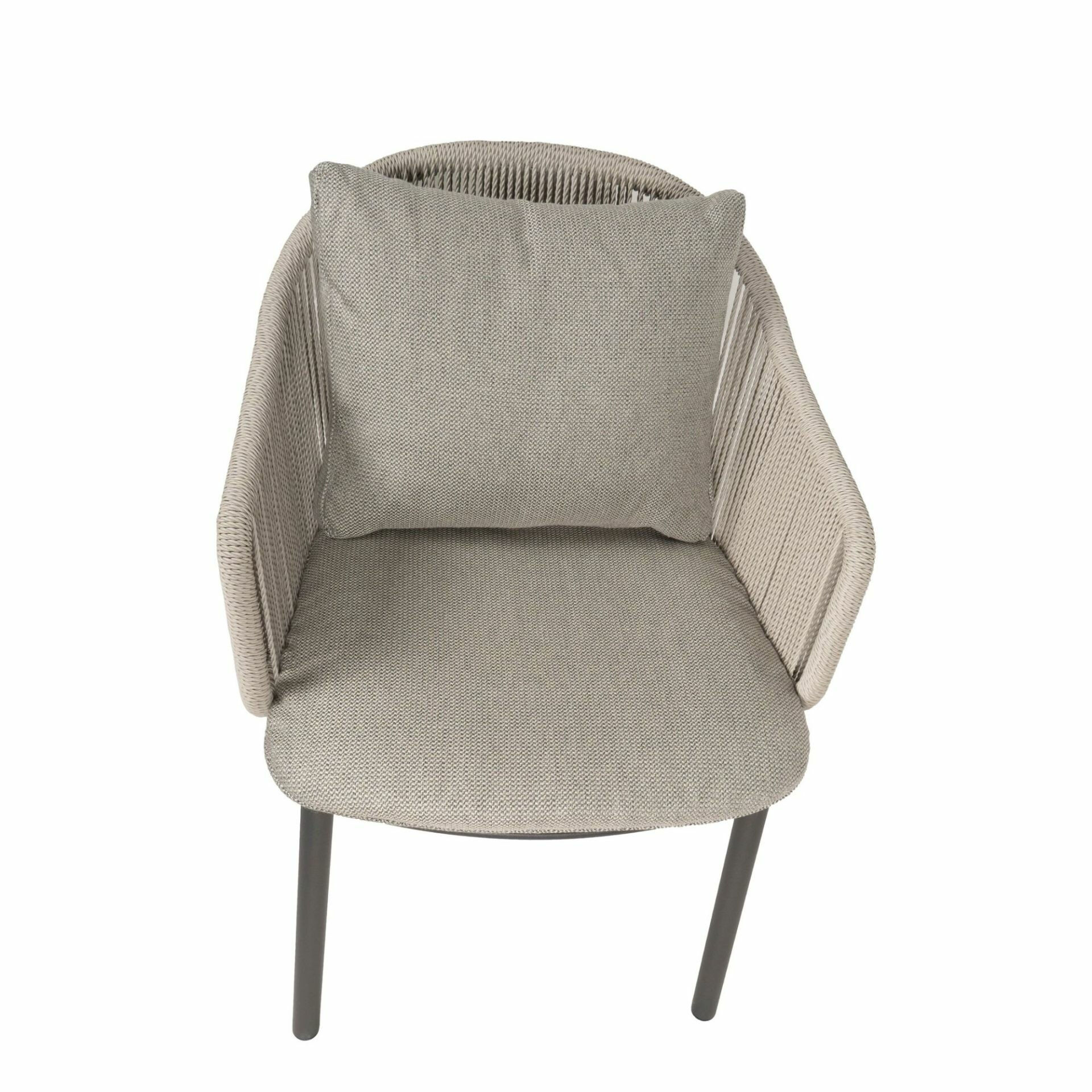 Tribù - Armlehnstuhl Senja Sitz Stoff Rustic Weave Dark Grey Grau Rücken Geflecht Canax Linen 10 Beige Gestell Aluminium Wenge 89 Schwarz Pulverbeschichtet - 5
