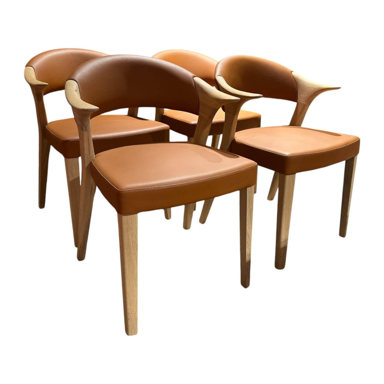 Voglauer - 4er Set Stuhl SAGP77 Vmontanara Leder Cognac Braun Gestell Wildeiche Geölt - 1