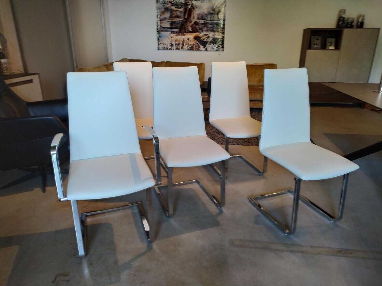 Bacher - 5er-Stuhlset Freischwinger Kama Leder Prestigem Weiß - 2