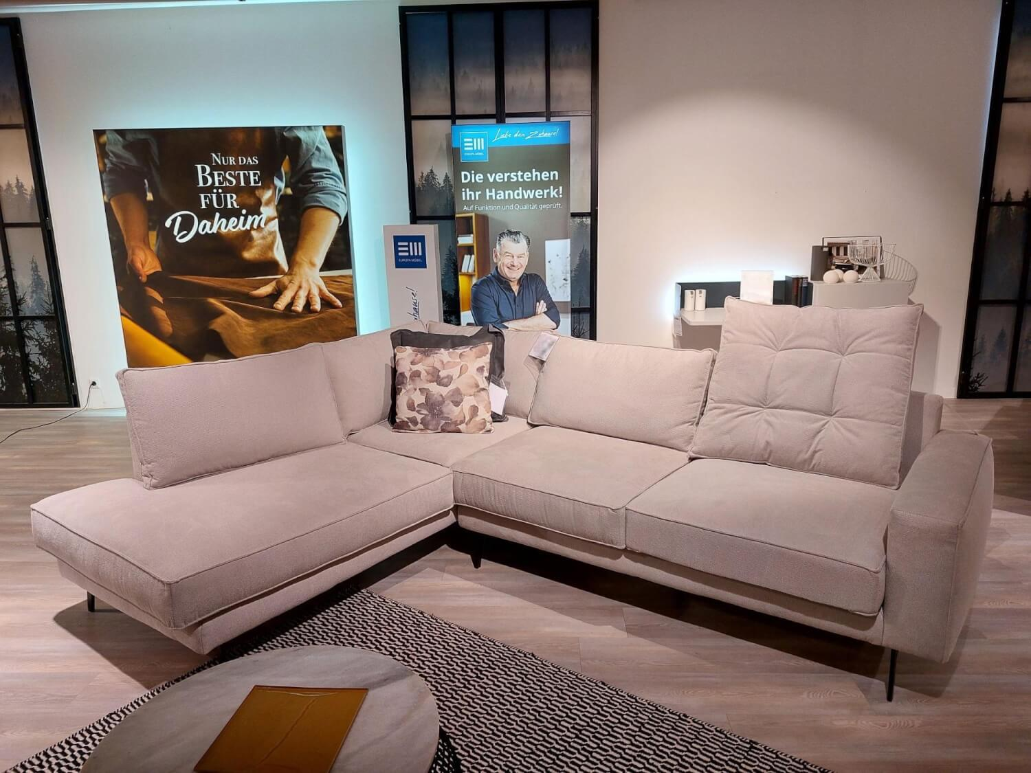 Global - Ecksofa Samara Stoff S-XBO29/05 White Grey Grau Füße Metall Schwarz - 4