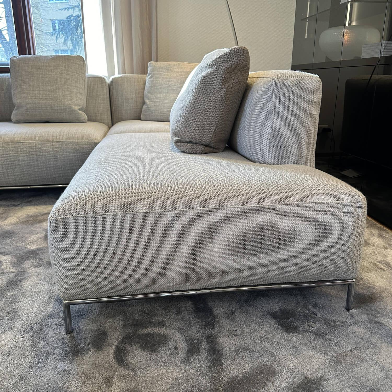 Cassina - Ecksofa Mex Hi Stoff Tensing Farbe 03 Perla Grau Gestell Metallstruktur Verchromt - 7