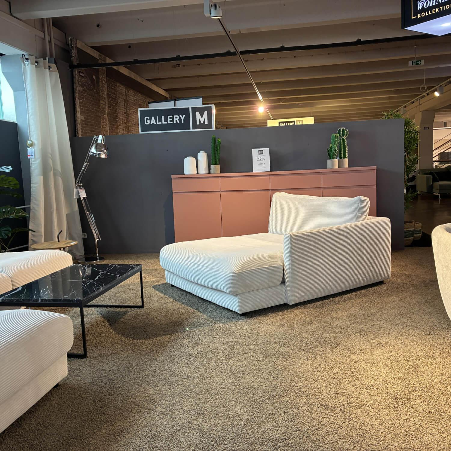 Schöner Wohnen-Kollektion - Ecksofa Garbo Stoff 6 Cord Snow Weiß Inklusive Longchair - 9