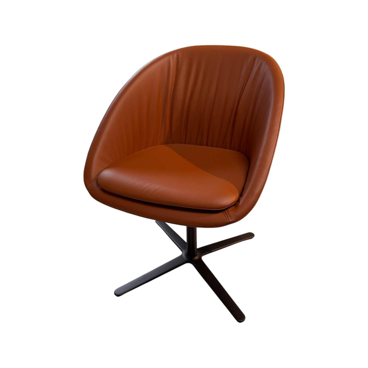 Schalenstuhl Dan Leder 662 Braun Kreuzgestell Schwarz Mit Kissen Drehbar Draenert - Schalenstuhl Dan Leder 662 Braun Kreuzgestell Schwarz Mit Kissen Drehbar - 1