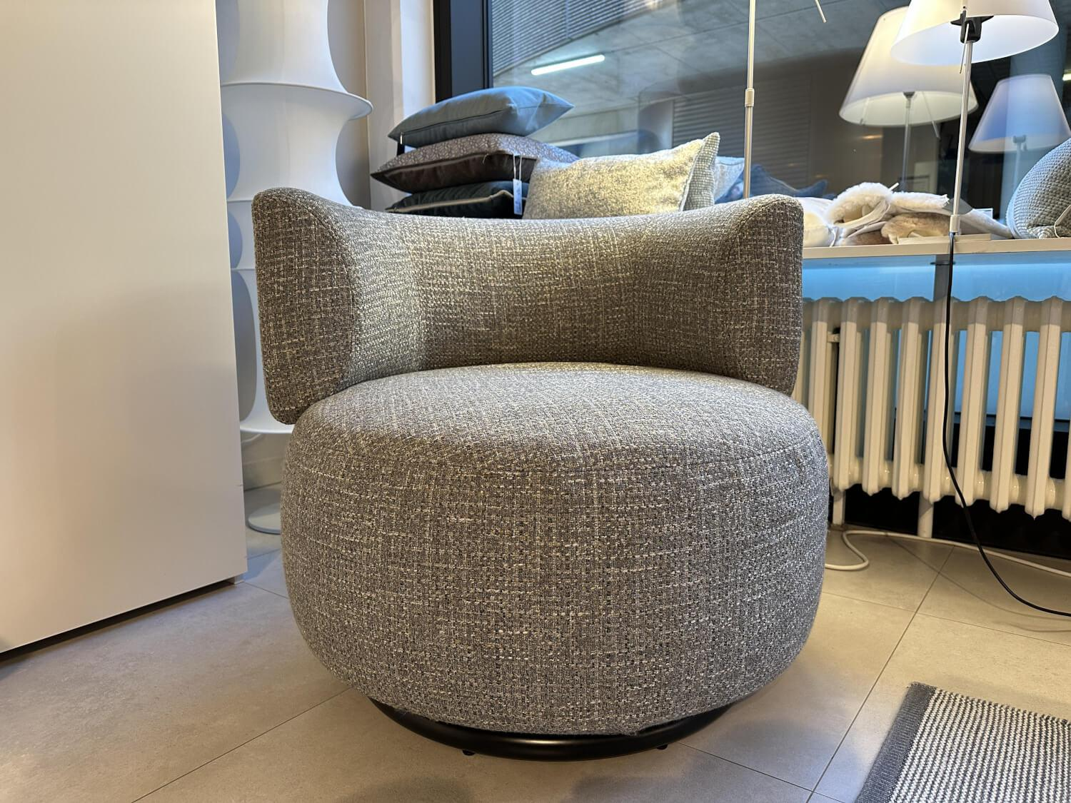 Kartell - Drehsessel K Wait Stoff Texture Grau Beige Füße Schwarz - 2