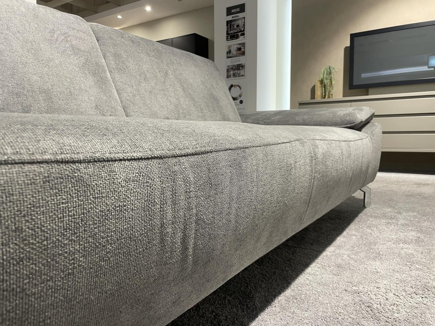 Musterring - Ecksofa MR 270 R Stoff Cyber Grey Grau Metallfuß Verchromt Inklusive Hocker - 6