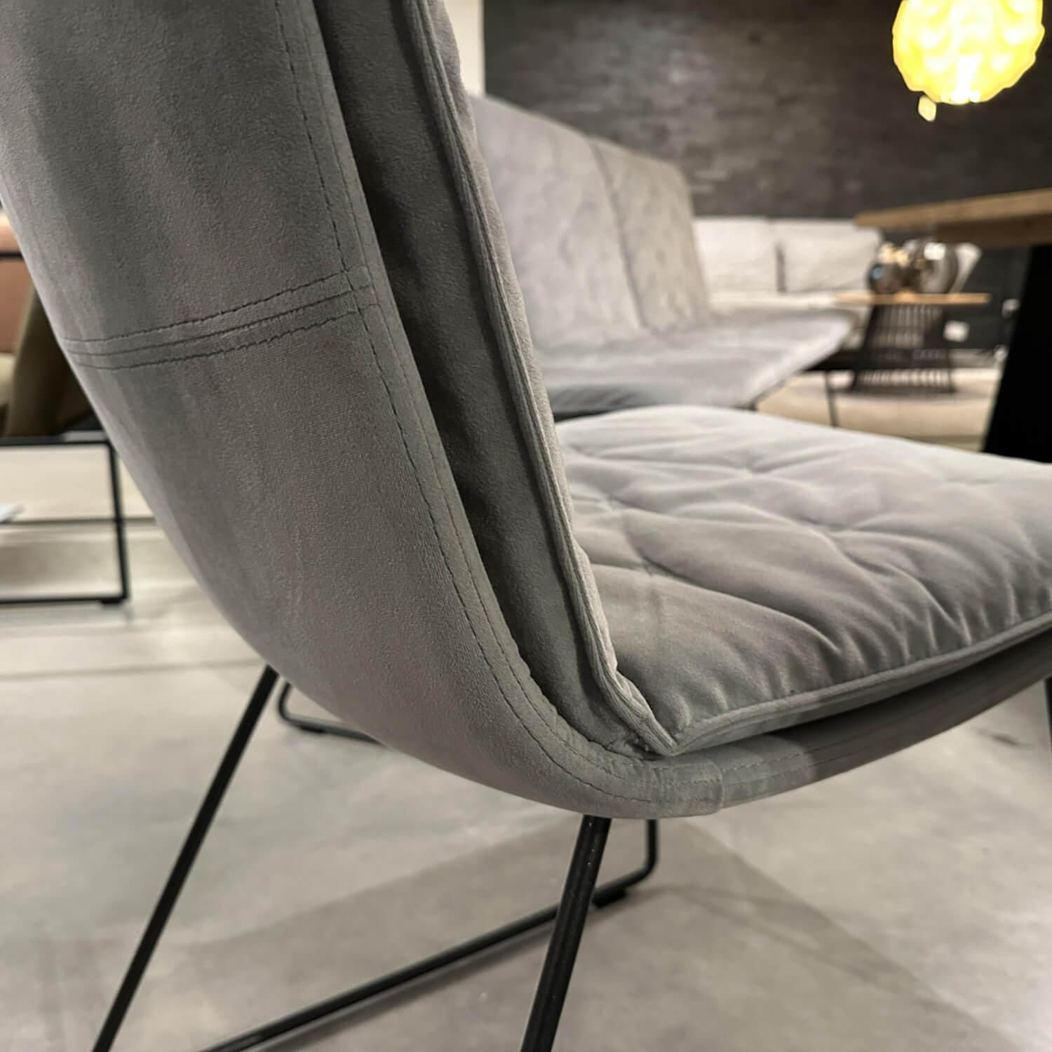 KFF - Sitzgruppe Arva Stitch Stoff Seven Dolphine 180 Grau Gestell Metall Anthrazit - 3
