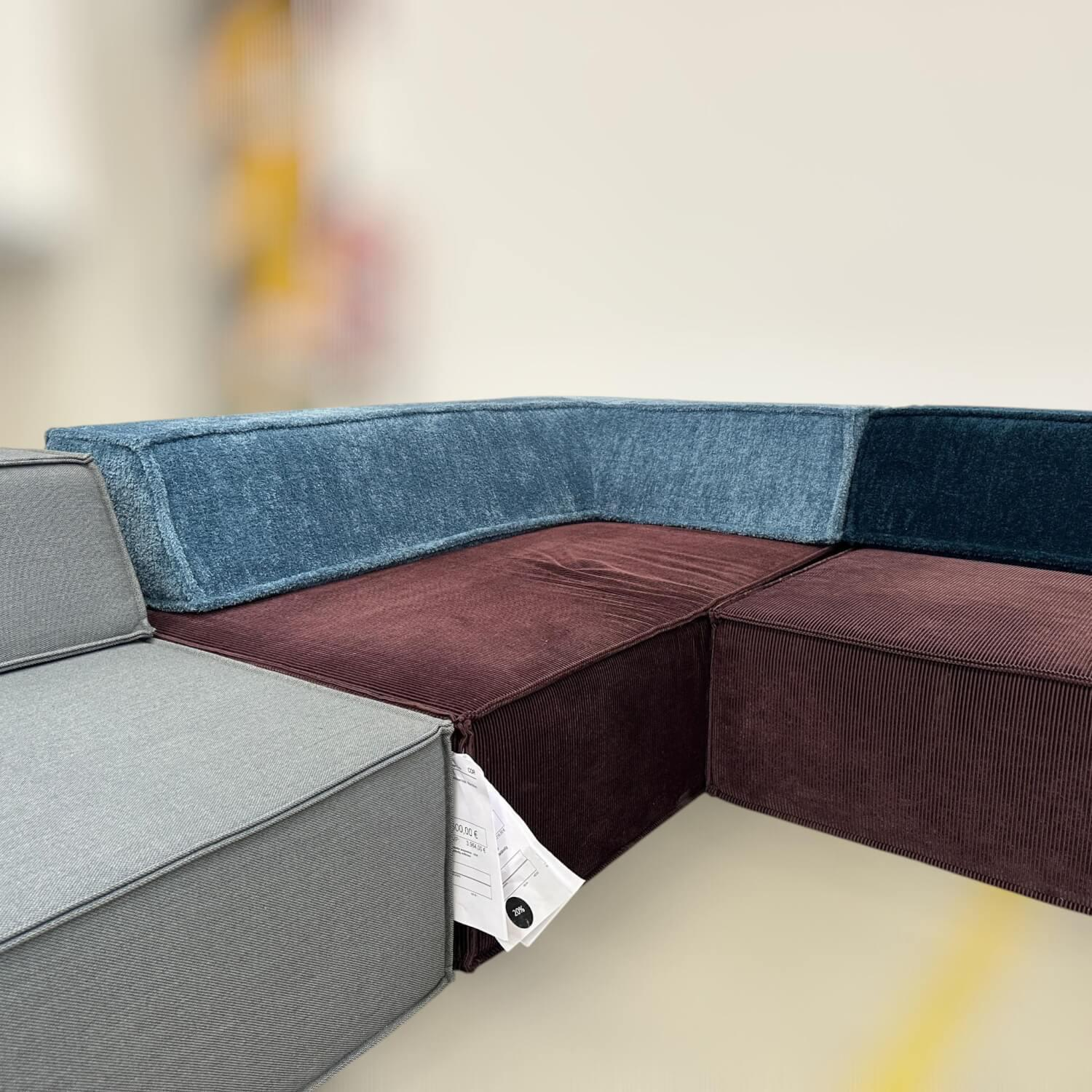 COR - Ecksofa Trio Stoff 9043 Petrol Blau 9074 Merlot Rot 9578 Grau Und 9044 Gletscherblau - 4
