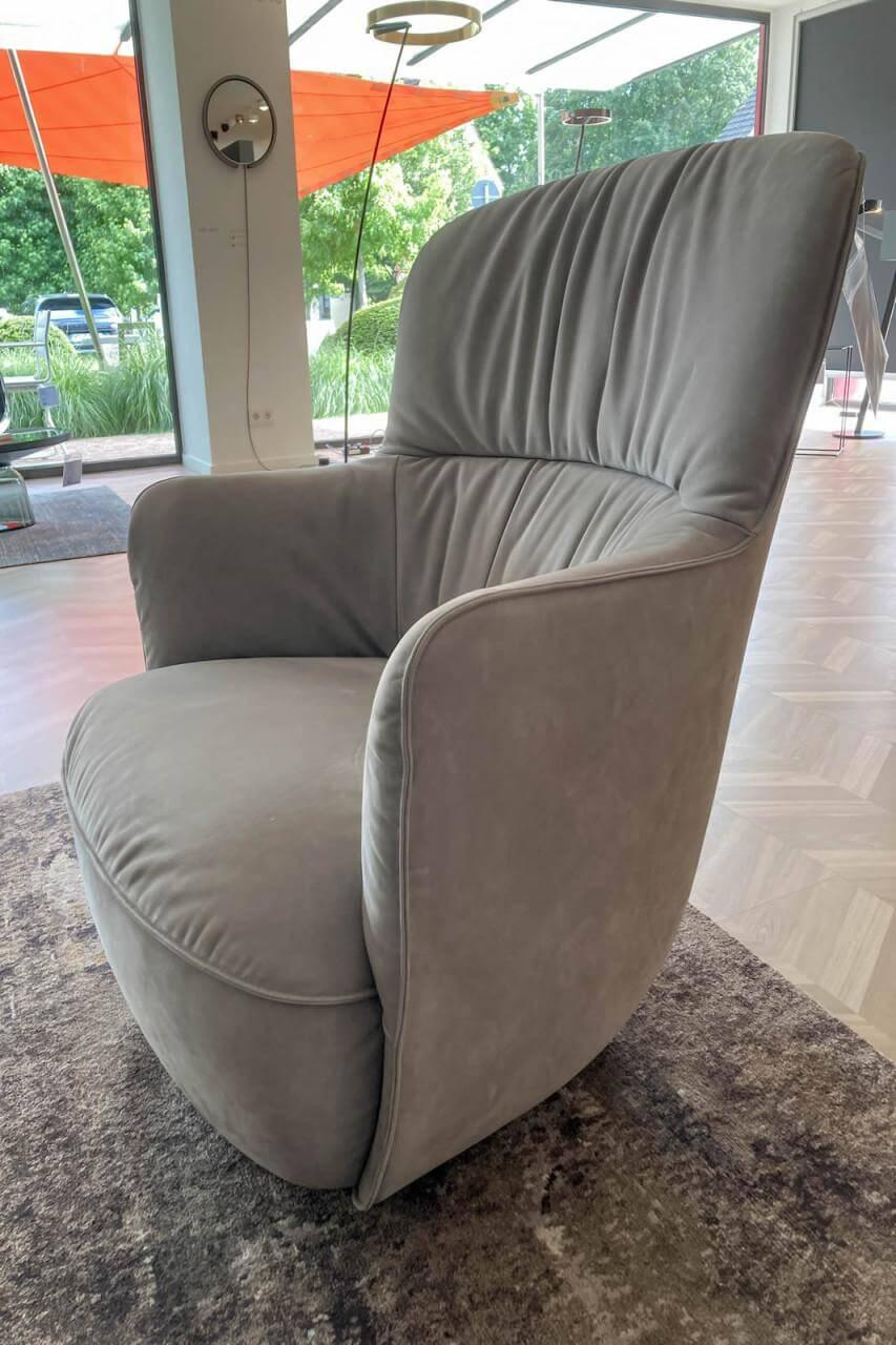 Walter Knoll - Sessel Ishino Leder Velvet Chia 1480 Grau Drehteller Schwarz Matt Pulverbeschichtet - 3