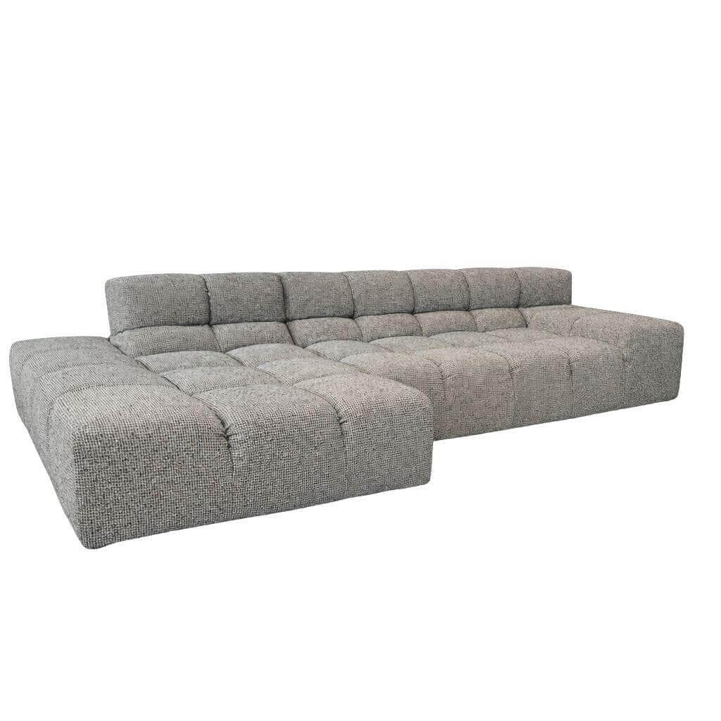 B&B Italia - Ecksofa Tufty-Time Stoff Liseo  2552815 Tweed Créme-Blau Füße Kunststoff Schwarz - 1
