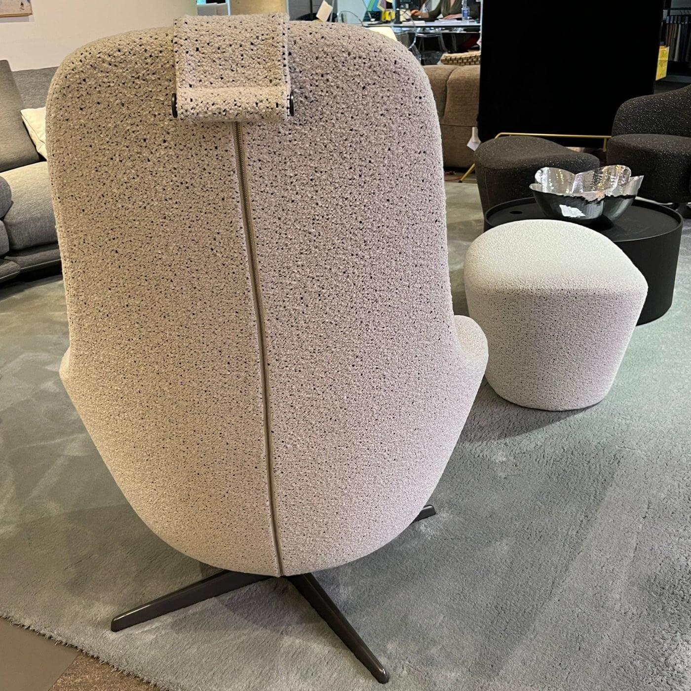 B&B Italia - Sessel Harbor Laidback Stoff Sambuco Weiß Gestell Schwarz Pulverbeschichtet Inklusive Hocker - 3