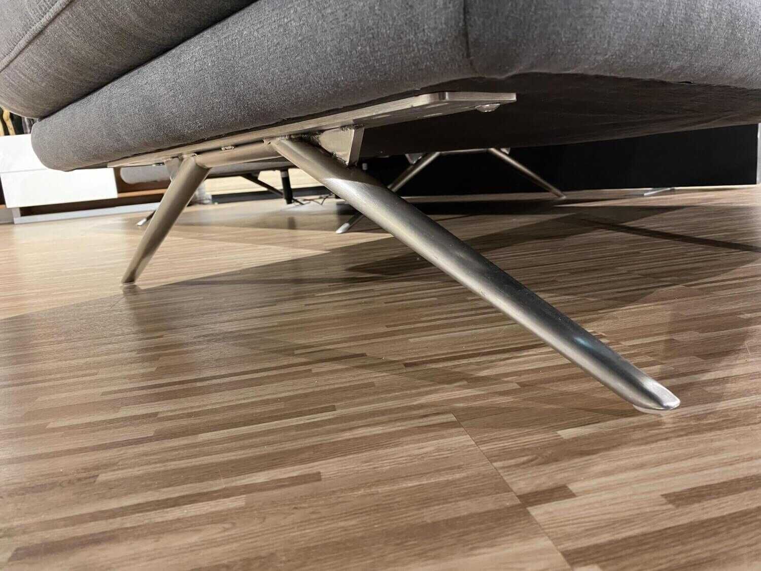 Steinpol - Ecksofa Angelo Stoff Olympia Clean Grau mit Kopfstütze - 8