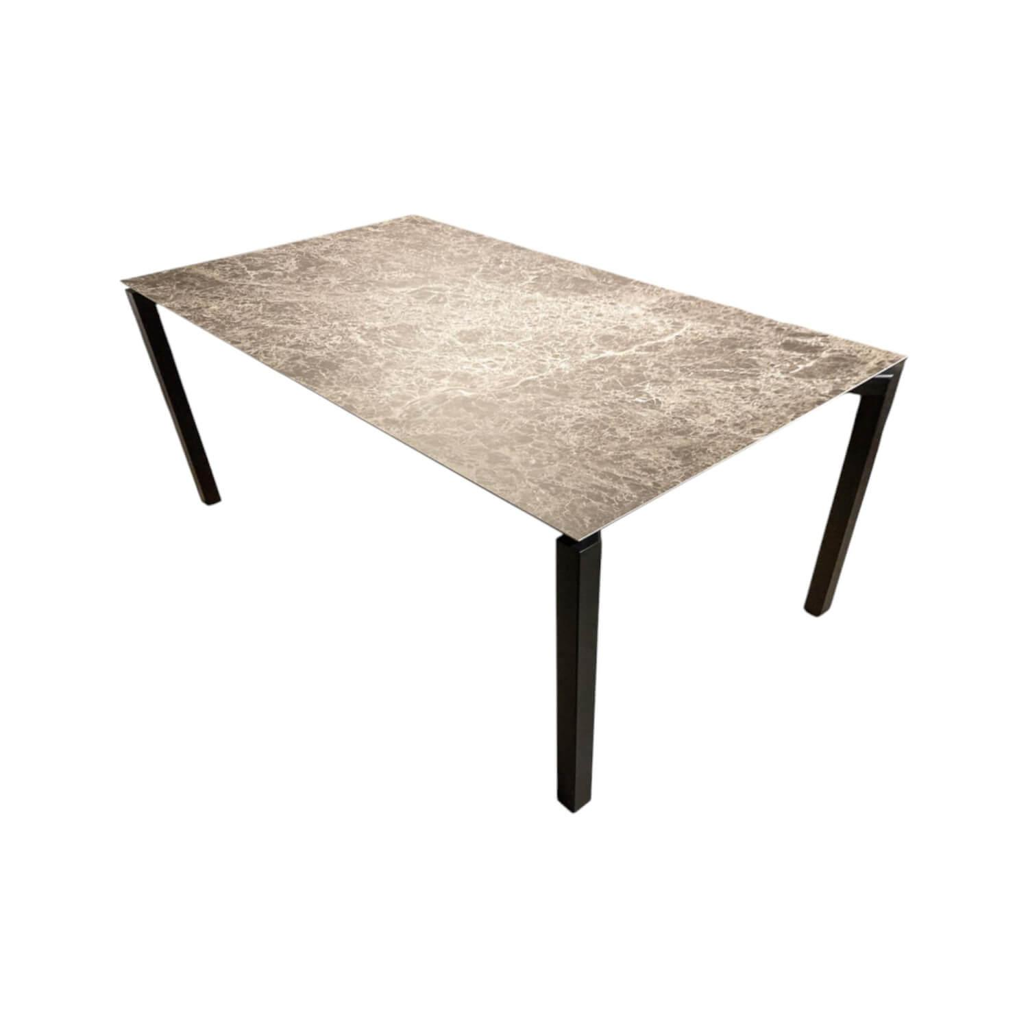 Mobitec - Esstisch Terra Platte MDF Auflage Keramik Emparador Grau Gestell Metall Schwarz - 1