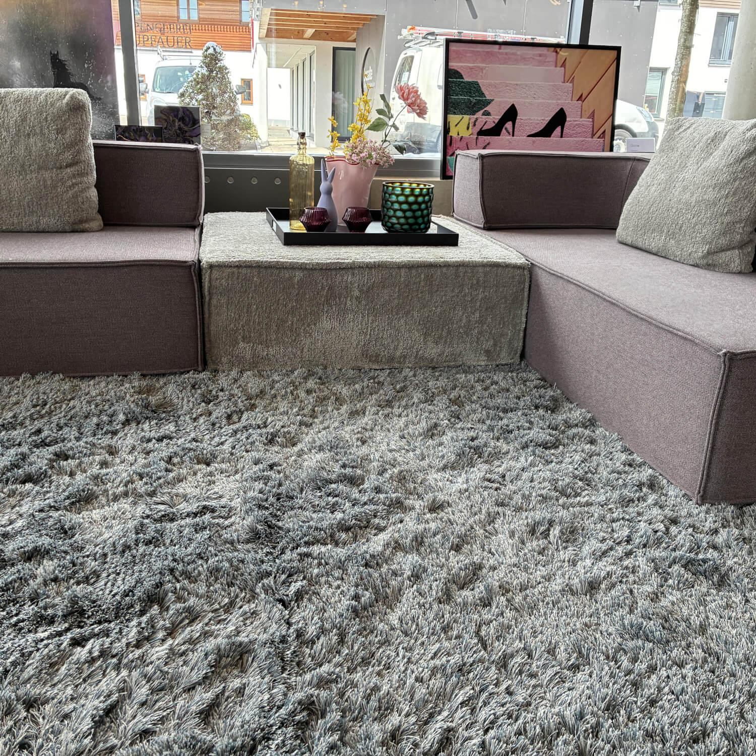 COR - Ecksofa Trio Stoff 9120 Marone Violett Und 9047 Greige Grau Beige - 3