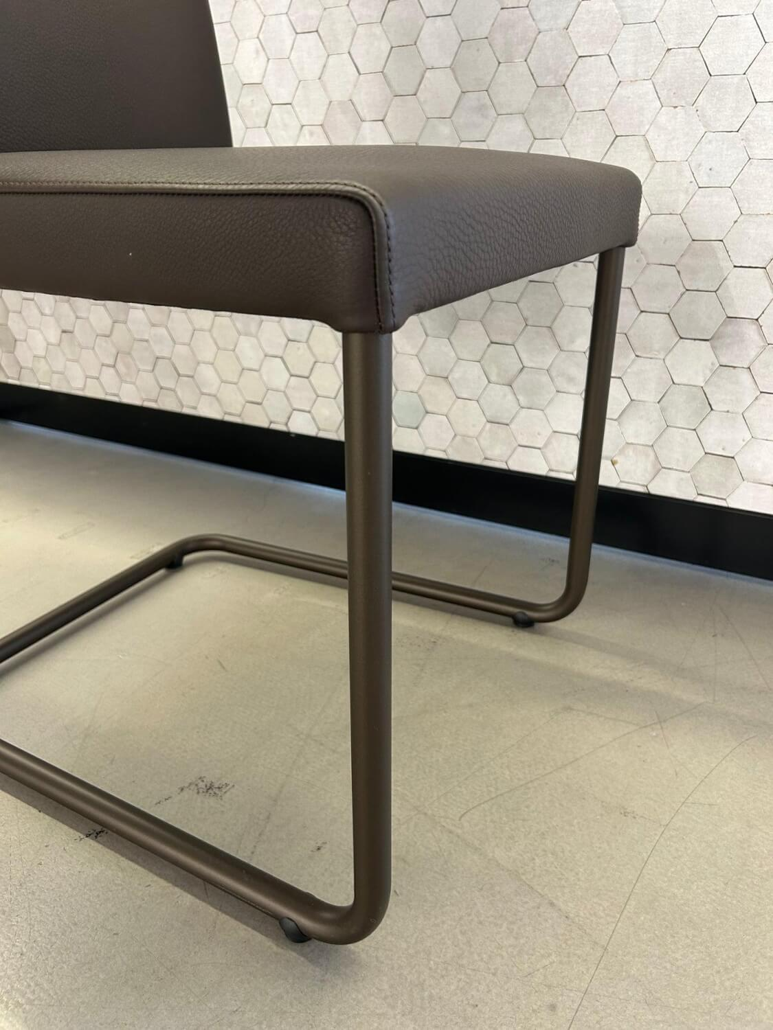 Walter Knoll - 6er Set Freischwinger Jason Lite 1900 Leder Safari 1376 Mocca Braun Gestell Bronze Schwarz Pulverbeschichtet - 3