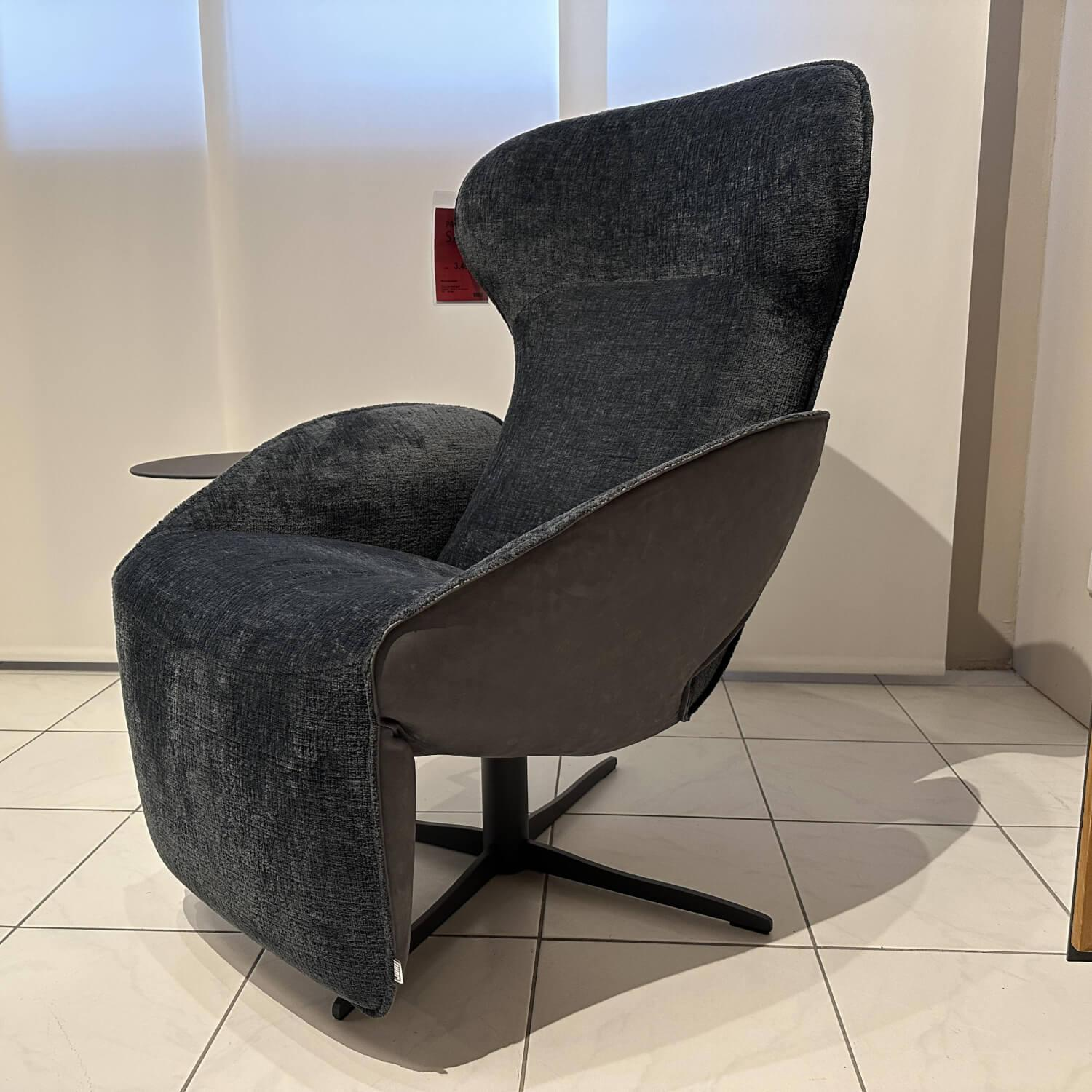 Jori - Relaxsessel Daydreamer Innen Stoff Mumble Oltremare Blau Außen Leder Nubuck Anthraciet Anthrazit Fuß Graphitgrau - 5