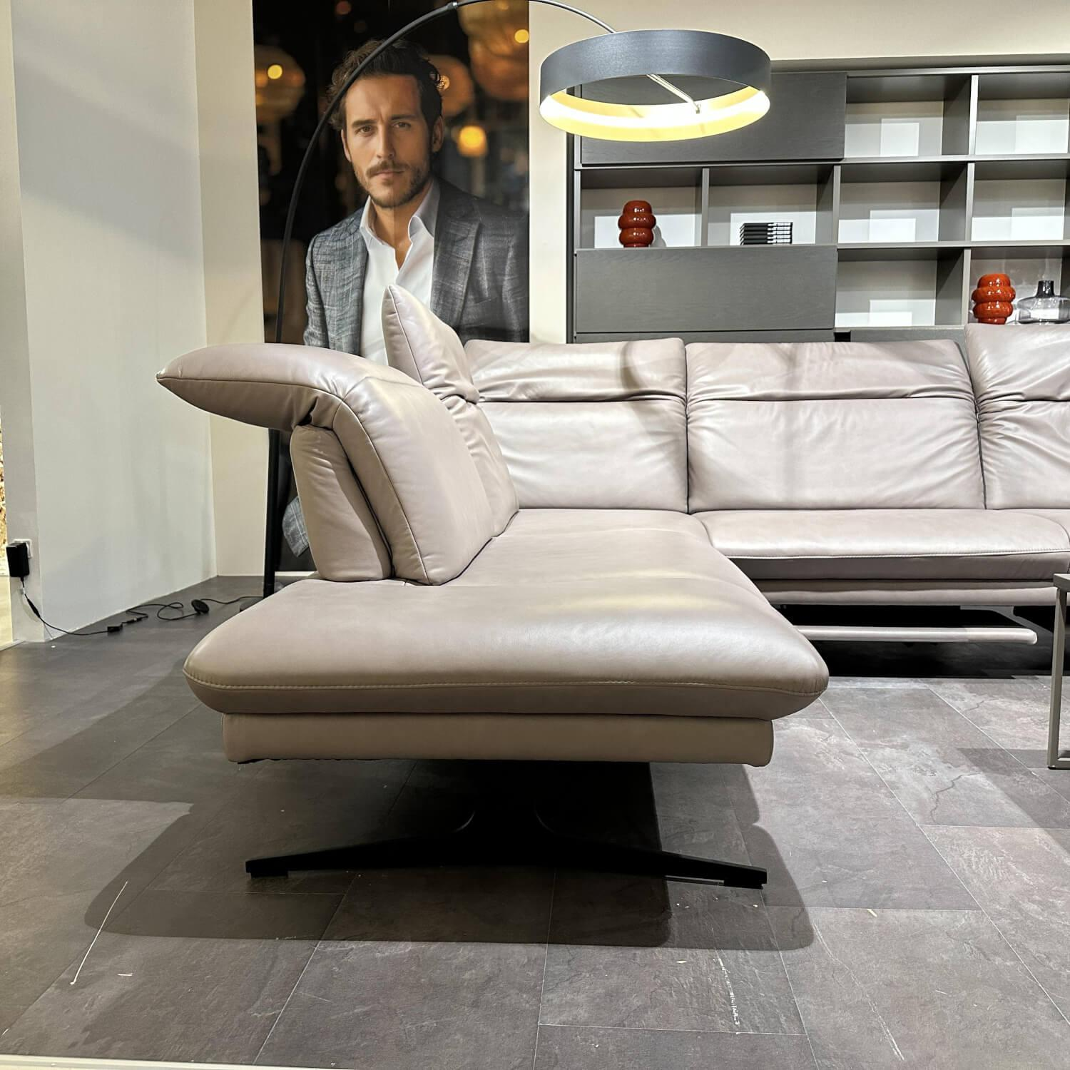 himolla - Ecksofa 1808 Leder 31 Longlife Eisen Grau Braun Metallkufe Anthrazit - 10