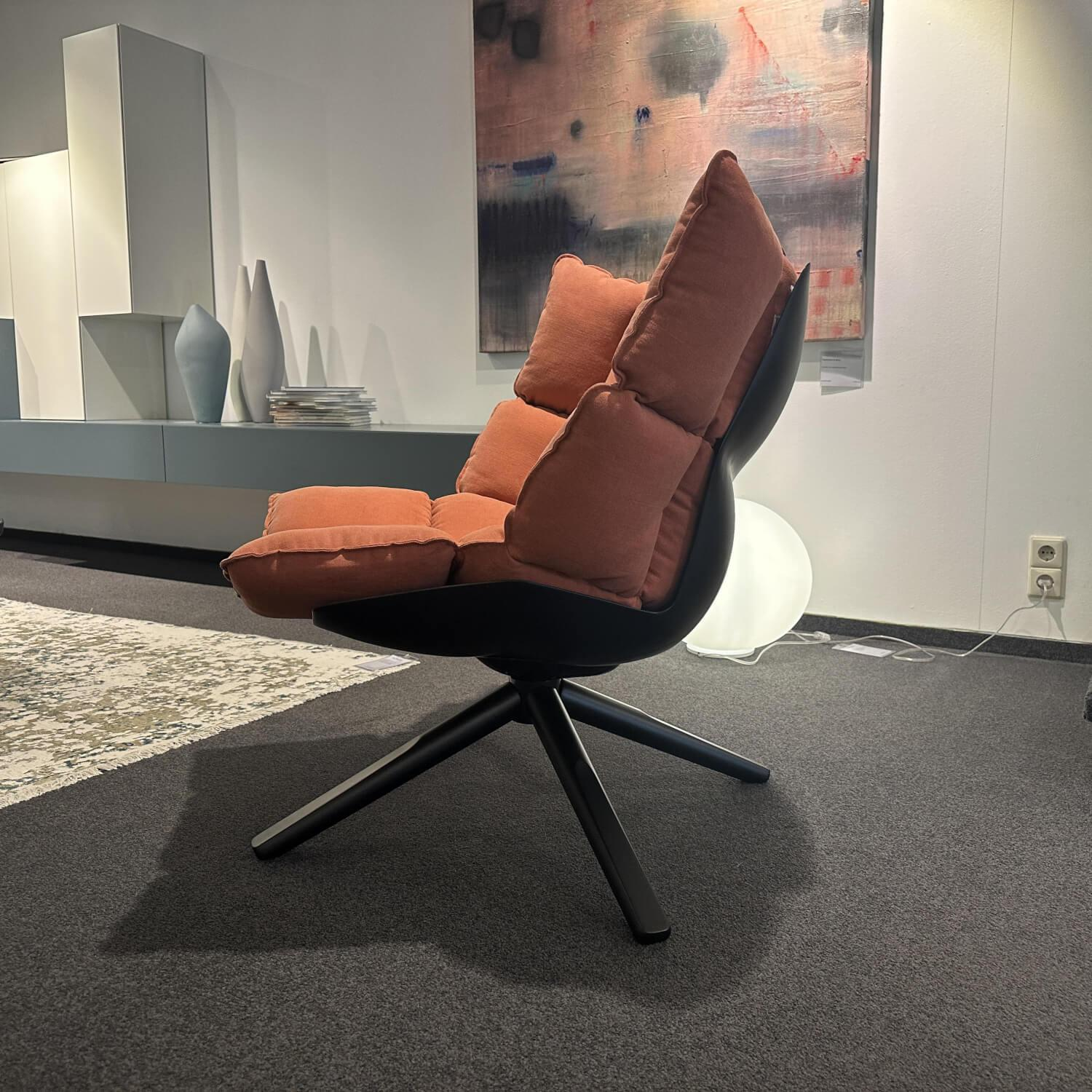 B&B Italia - Sessel Husk H2G Stoff Asolo 2129570 Orange Gestell Und Schale Schwarz Lackiert - 4