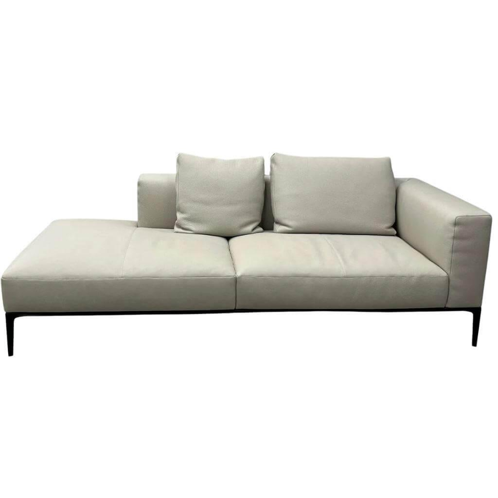 Walter Knoll - Recamiere 3-Sitzer Jaan Living Leder Safari Chalk Grau Füße Schwarz Matt Pulverbeschichtet - 2