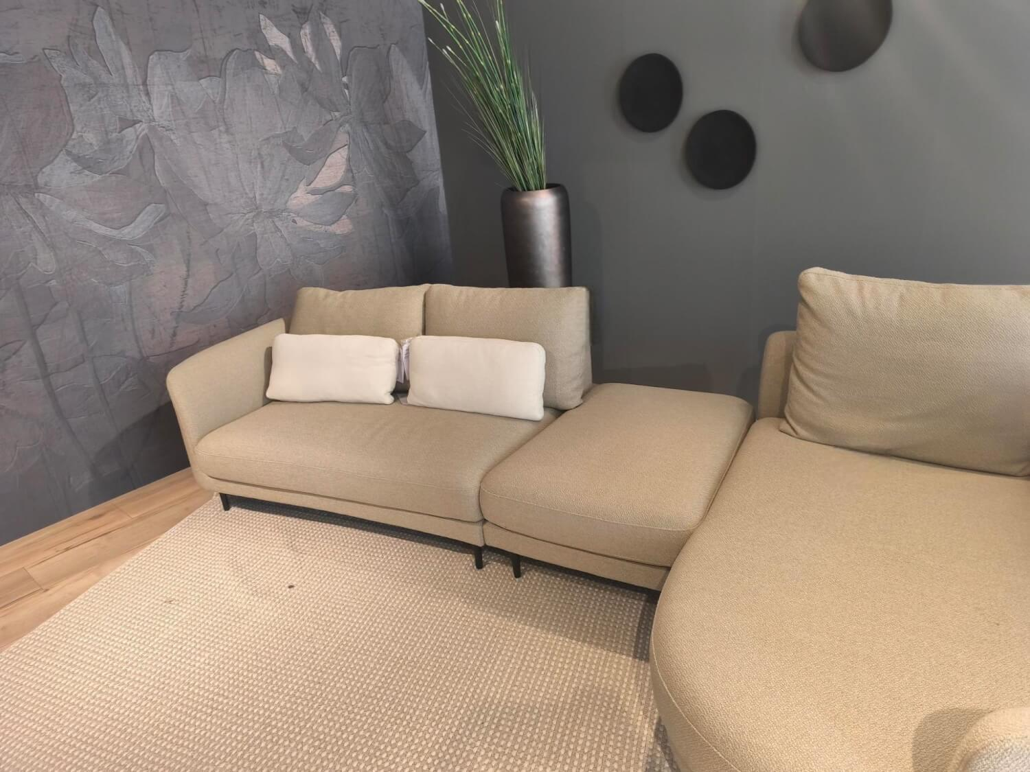 Rolf Benz - Sofa Kumo Stoff 24 550 Grau Beige Gussfuß Aluminium Glatt Matt Schwarz Pulverbeschichtet Inklusive Kissen - 2