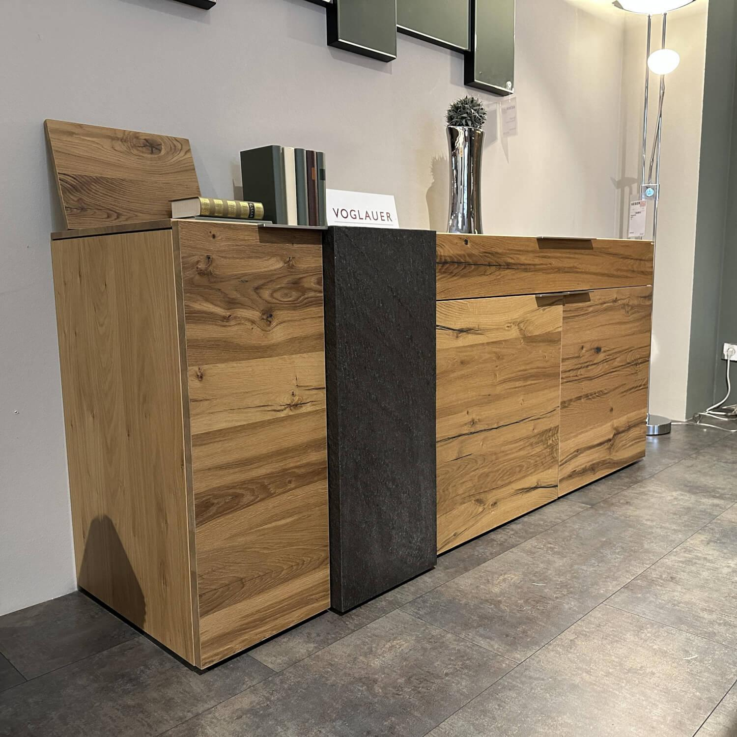Voglauer - Sideboard V Alpin Eiche Altholz Abdeckplatte Holz Mit Steinkubus - 3