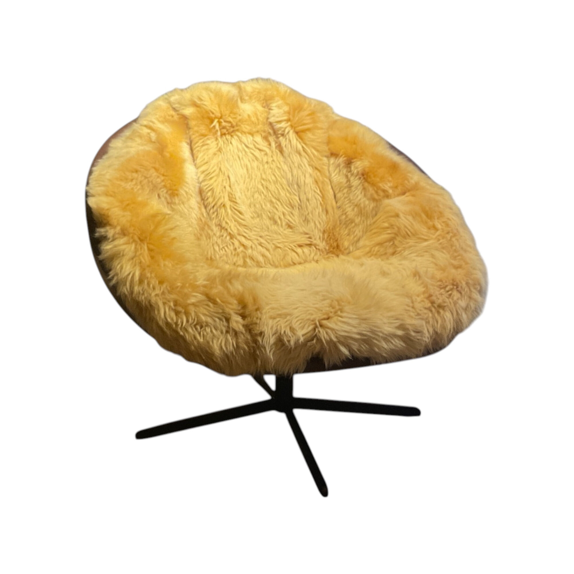 De Sede - Sessel Coco Innen Schaffell 106 Nomade Beige Außen Leder Living Café Braun Drehgestell Metall Schwarz - 1