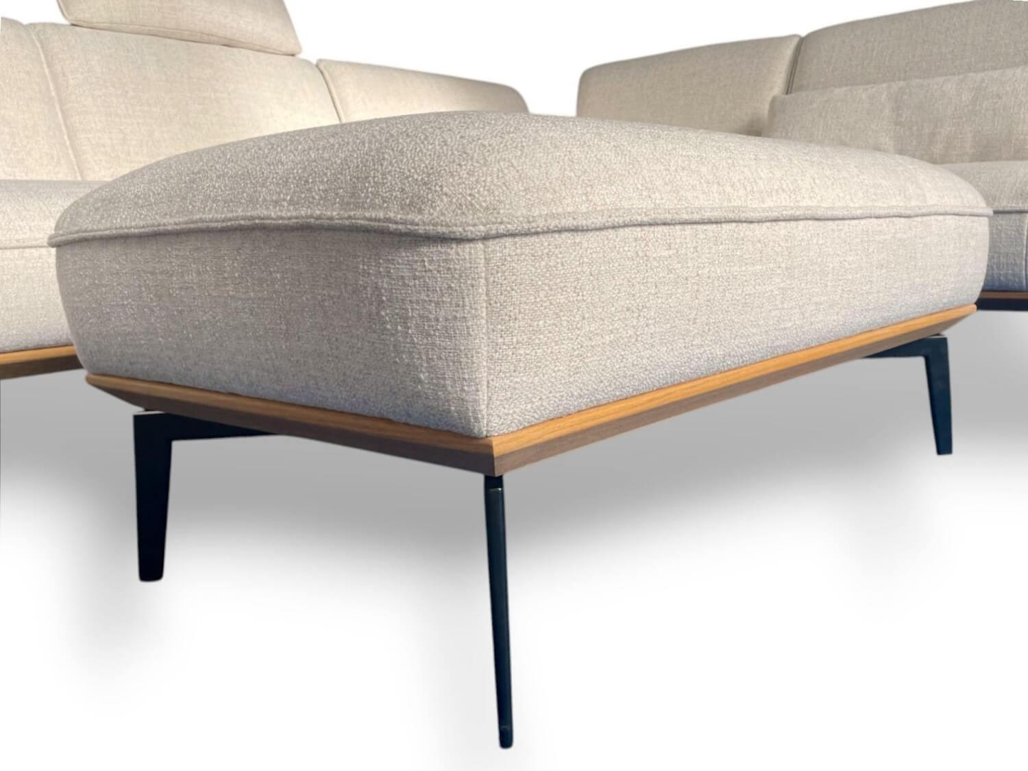 JOOP! - Ecksofa 8166 Stoff Canvas Natura Beige Holzrahmen Füße Schwarz Inklusive Hocker - 5