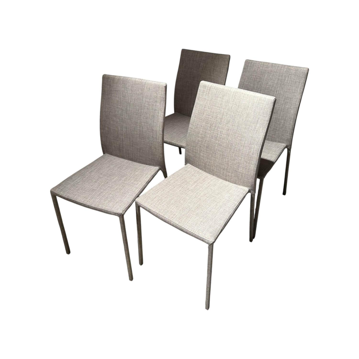 Ligne Roset - 4er-Set Stuhl Slim Chair Stoff Grau Gestell Metall - 1