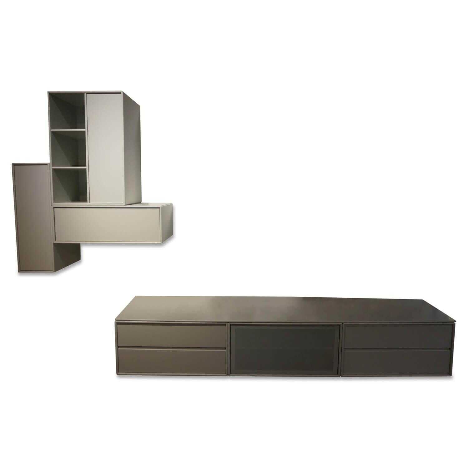 Montana - Wohnwand System MDF Grau 4-teilig - 1