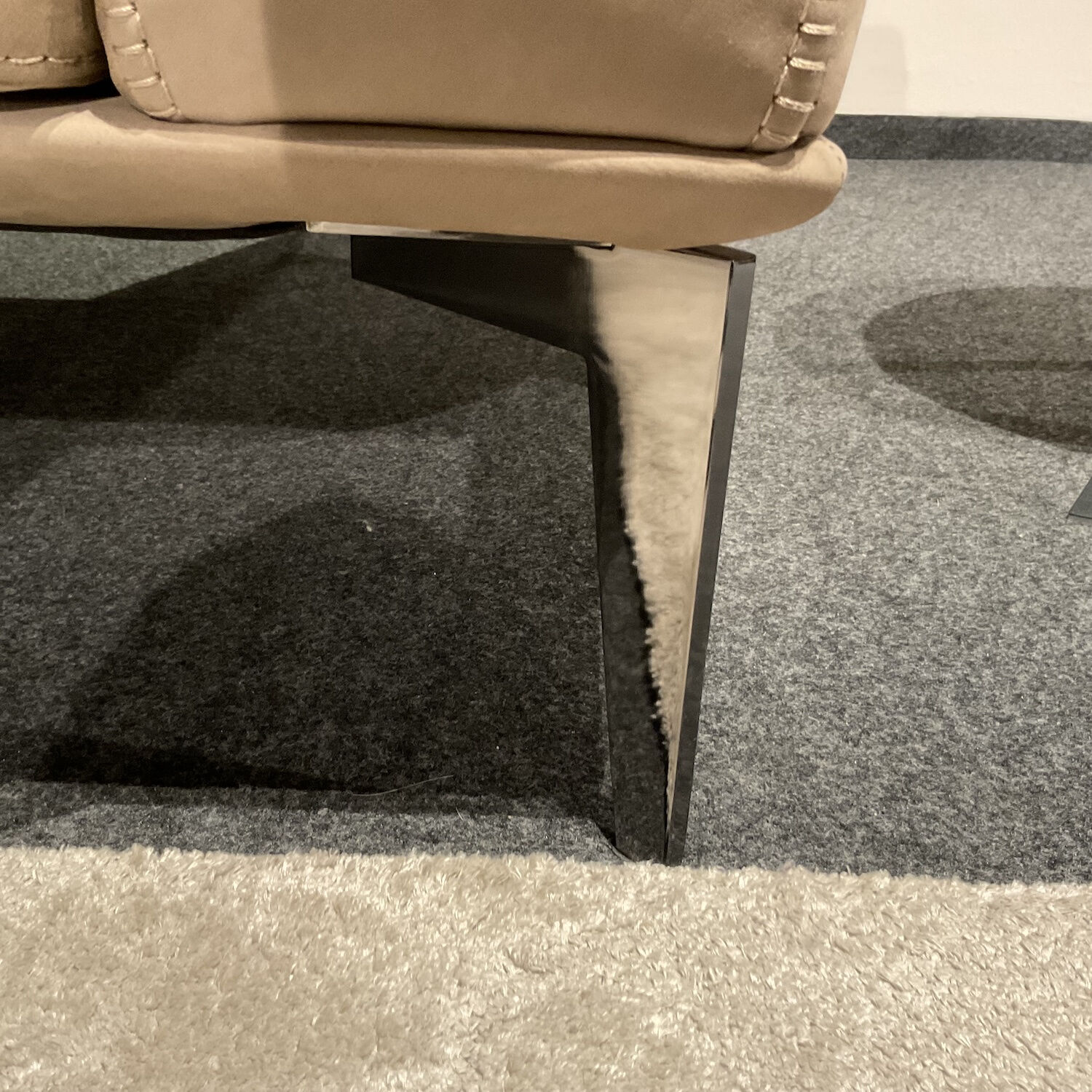 Cierre - Sofa Aida Leder 5 Natural Velour 97 Seppia Beige Metallfüße Schwarz Verchromt - 6