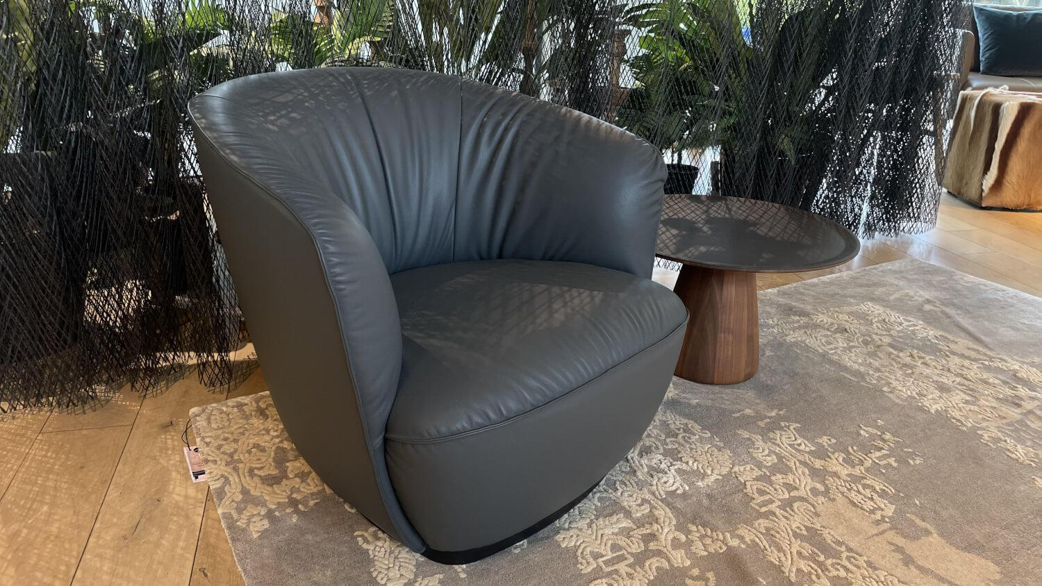 Walter Knoll - Sessel Ishino Leder Congress 1441 Basalt Schwarz Grau Sockel Schwarz Lackiert - 2