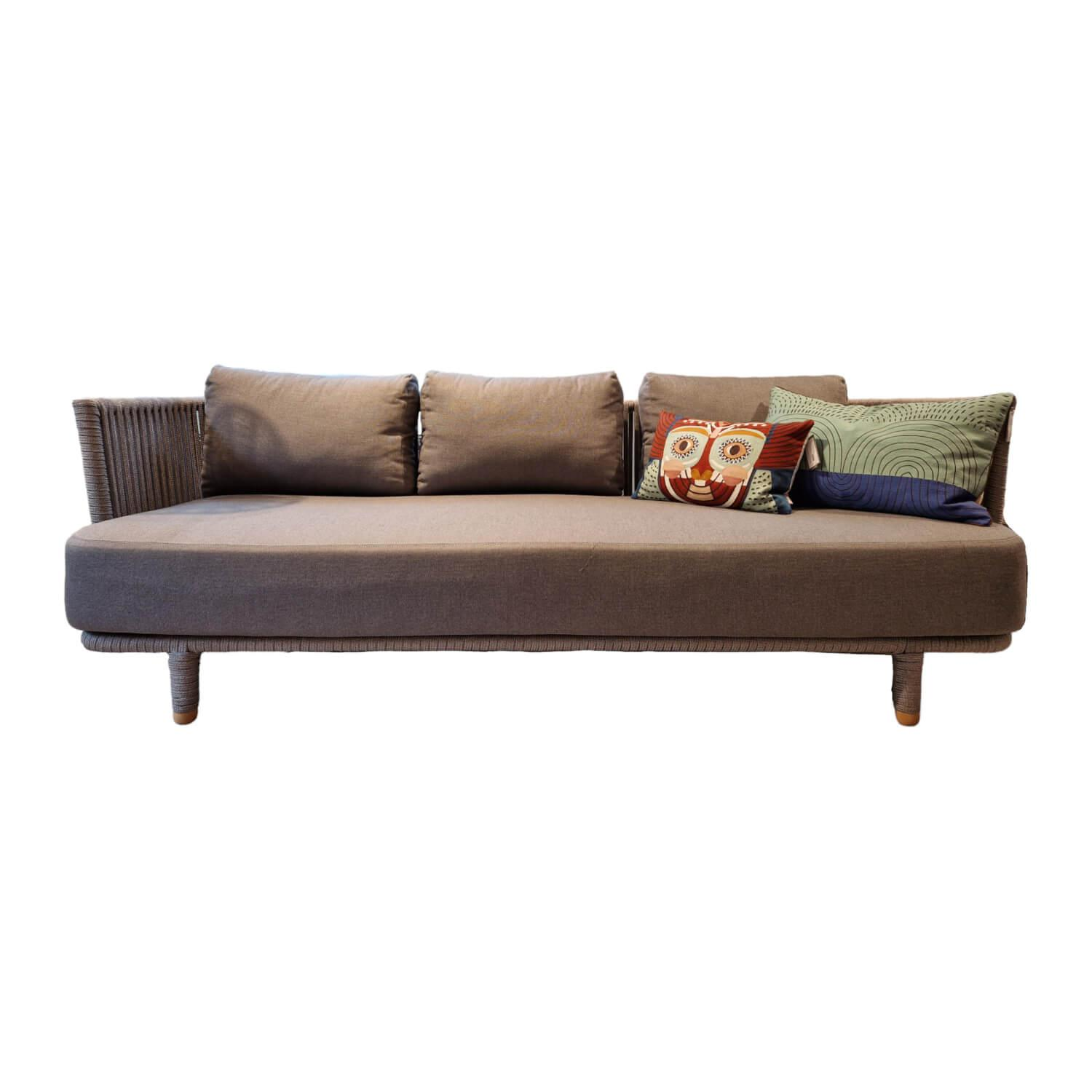 Cane Line - Sofa Moments Stoff Natté Grey Grau Rahmen Soft Rope Grau Gestell Aluminium Braun Füße Massiv Teak Inklusive Soft Touch Quick Dry Kissen Ohne Dekokissen - 1