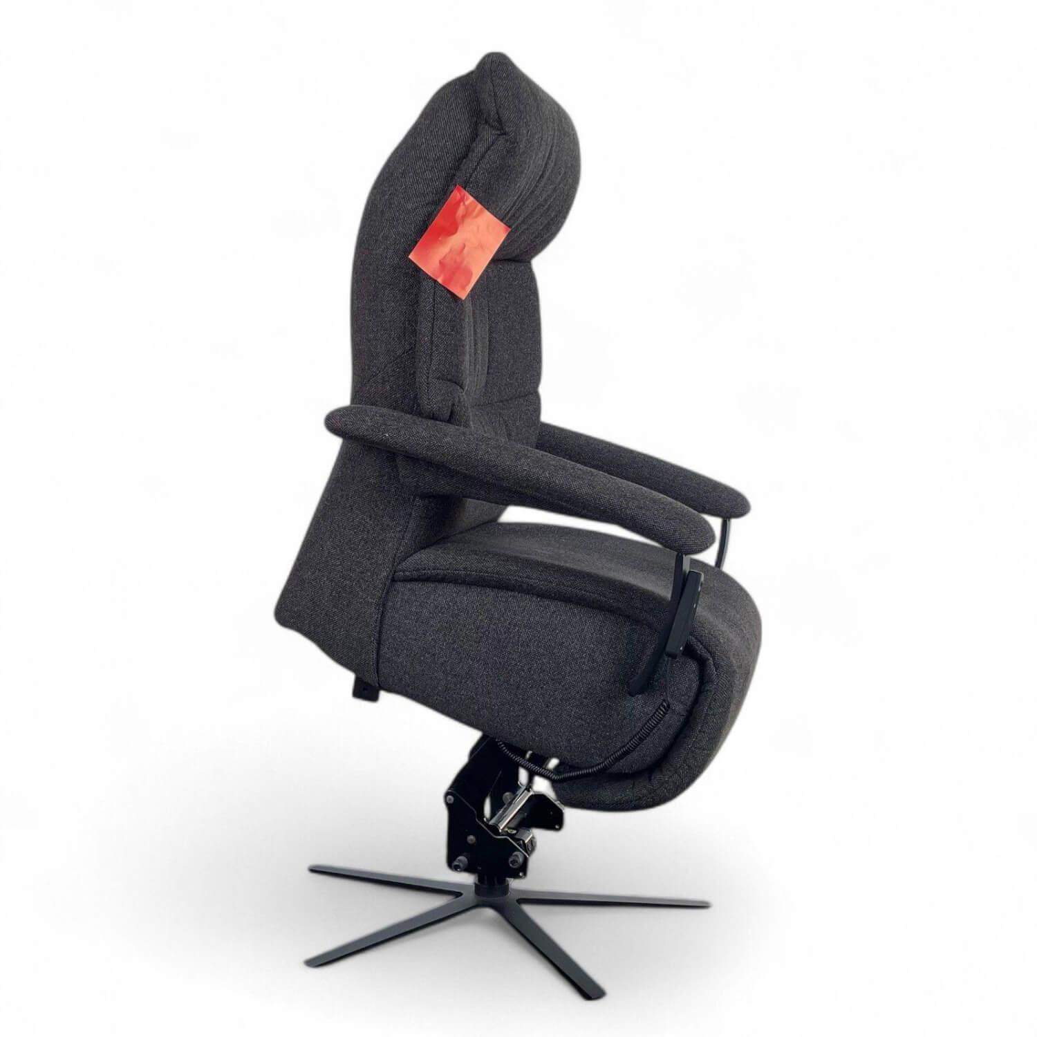 himolla - Sessel Easy Swing Medium Stoff Q2 Melange Cola Schwarz Sternfuß Metall Pulverbeschichtet Anthrazit 2 Motorig Mit Aufstehhilfe - 2